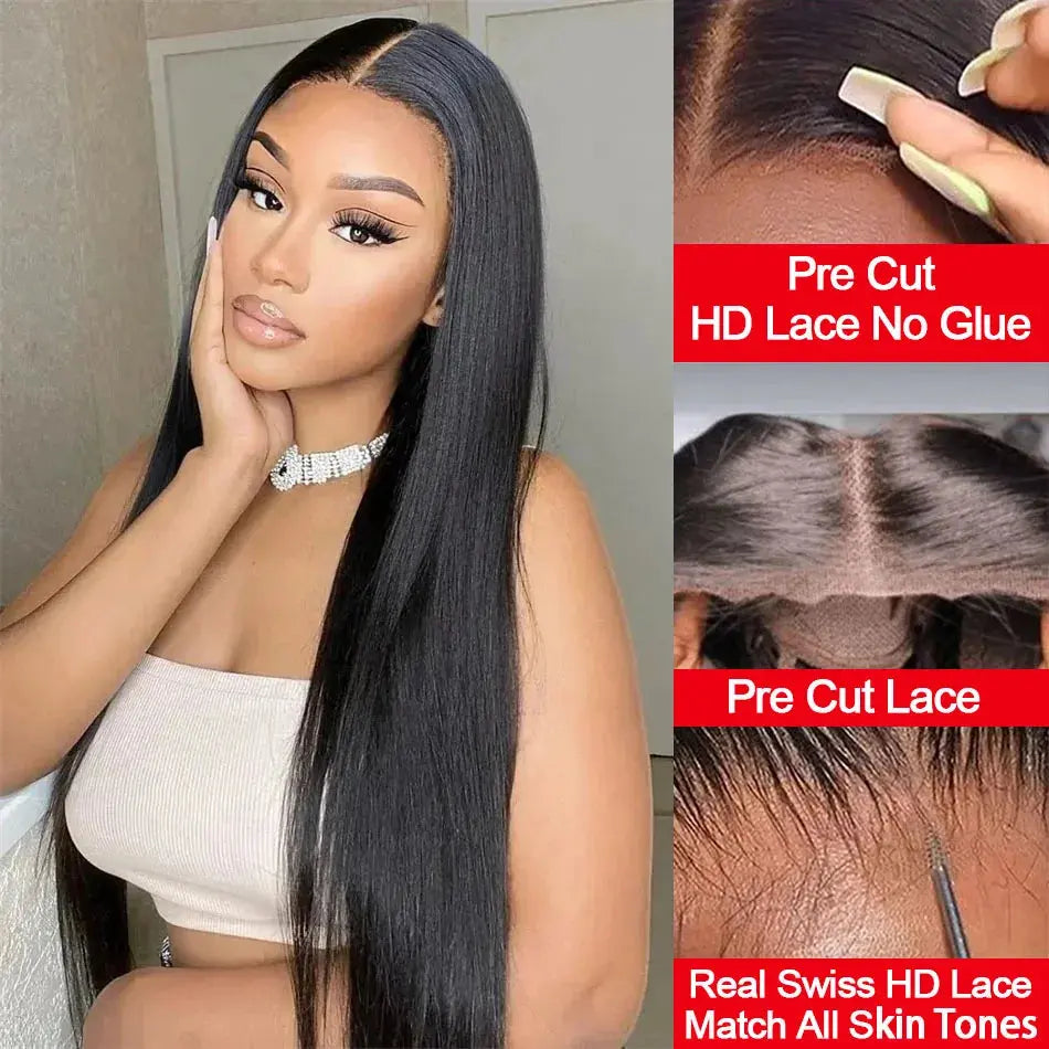 Pre Cut | No Glue | Bone Straight | Glueless | Human Hair | Brazilian |  Ready To Wear | Preplucked