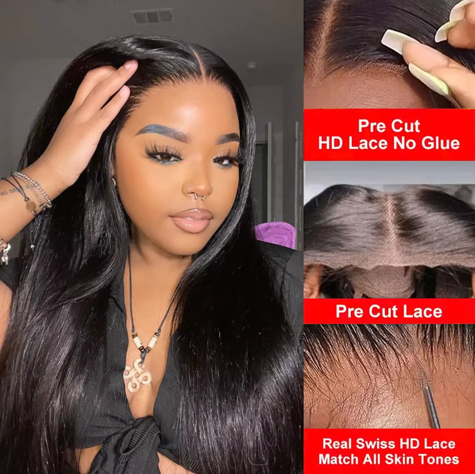 Pre Cut | No Glue | Bone Straight | Glueless | Human Hair | Brazilian |  Ready To Wear | Preplucked