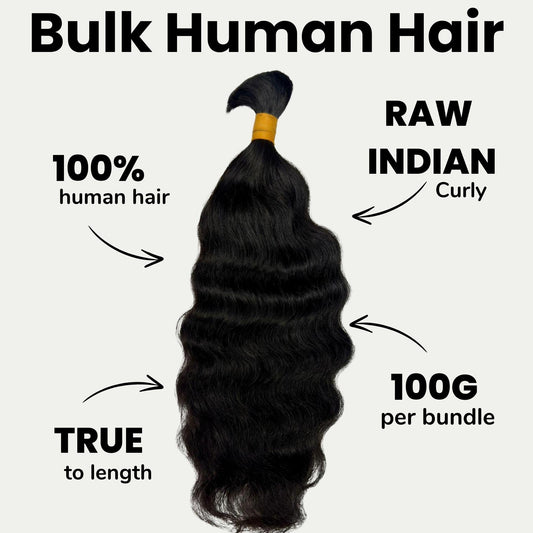 Raw Indian Curly Bulk 100% Human Braiding Hair Luxegan