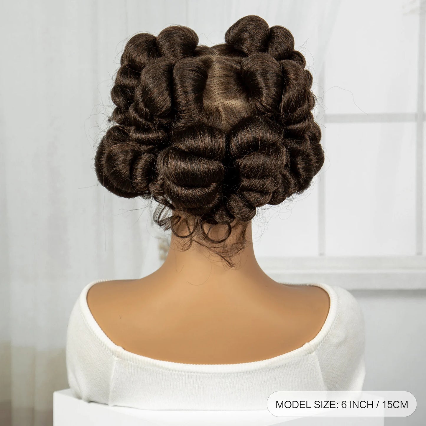 Short Cute Handmade Bantu Knotless Braided Wig with Baby Hair | Full Lace Synthetic Wig for Black Women Luxegan