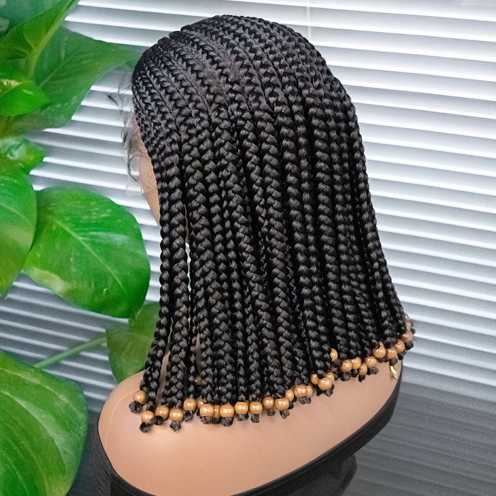 14" Short Braided Bob Wig | Lace Front | Heat Resistant | Black Women Luxegan