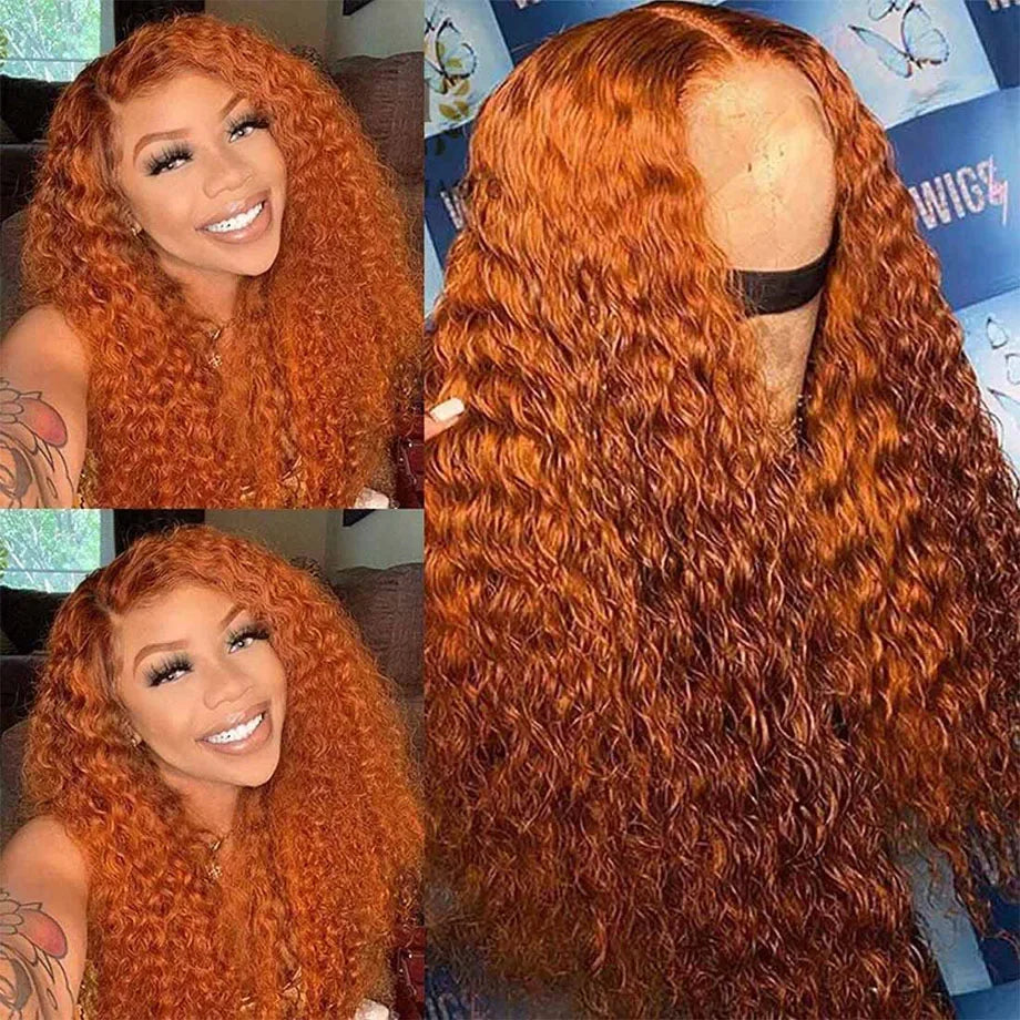 30-Inch Ginger Deep Wave Human Hair Wig | 13x6 HD Lace Frontal Pre-Plucked Luxegan