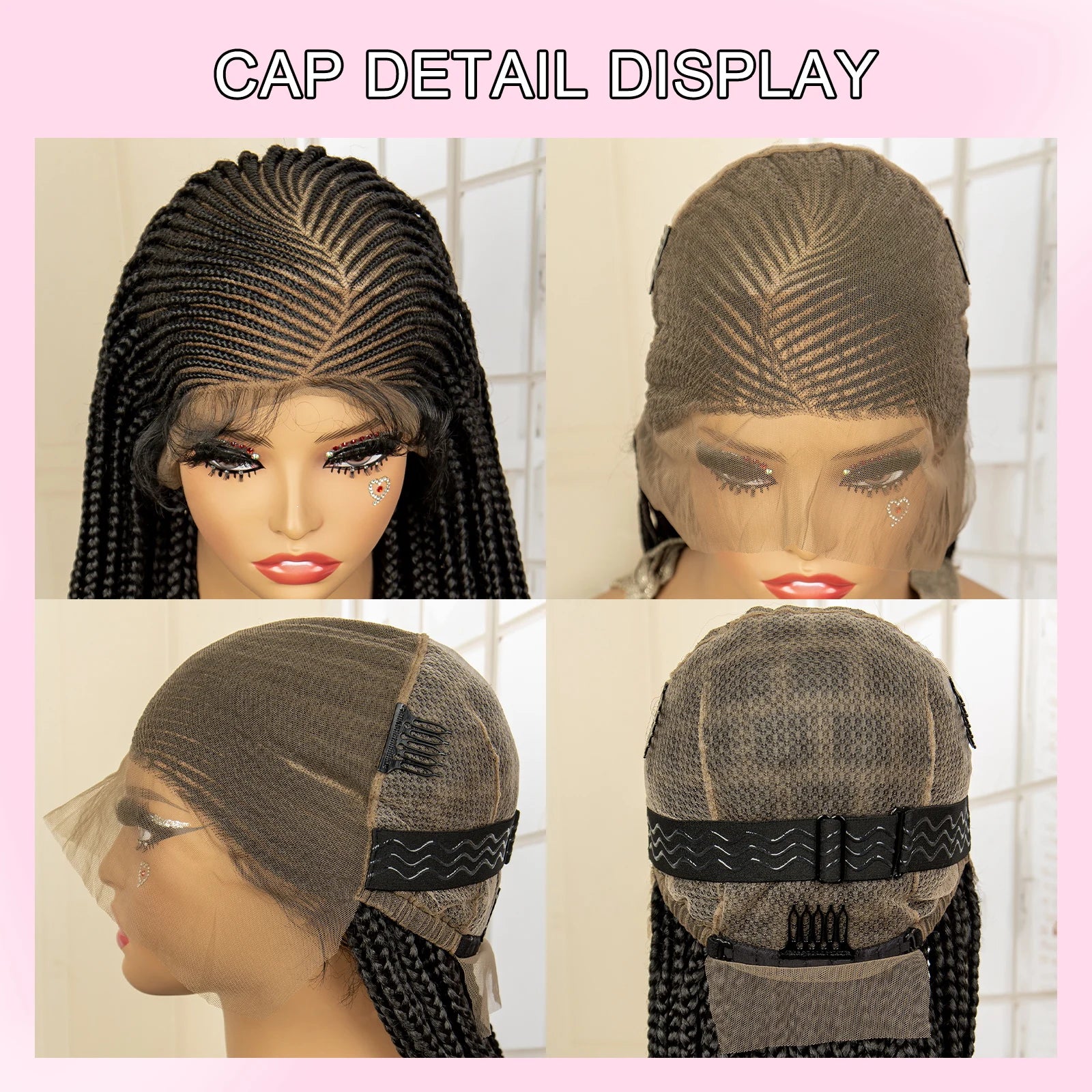 36" Full Lace Afro Cornrow Wig | Knotless Box Braids | Kanekalon Hair | For Black Women