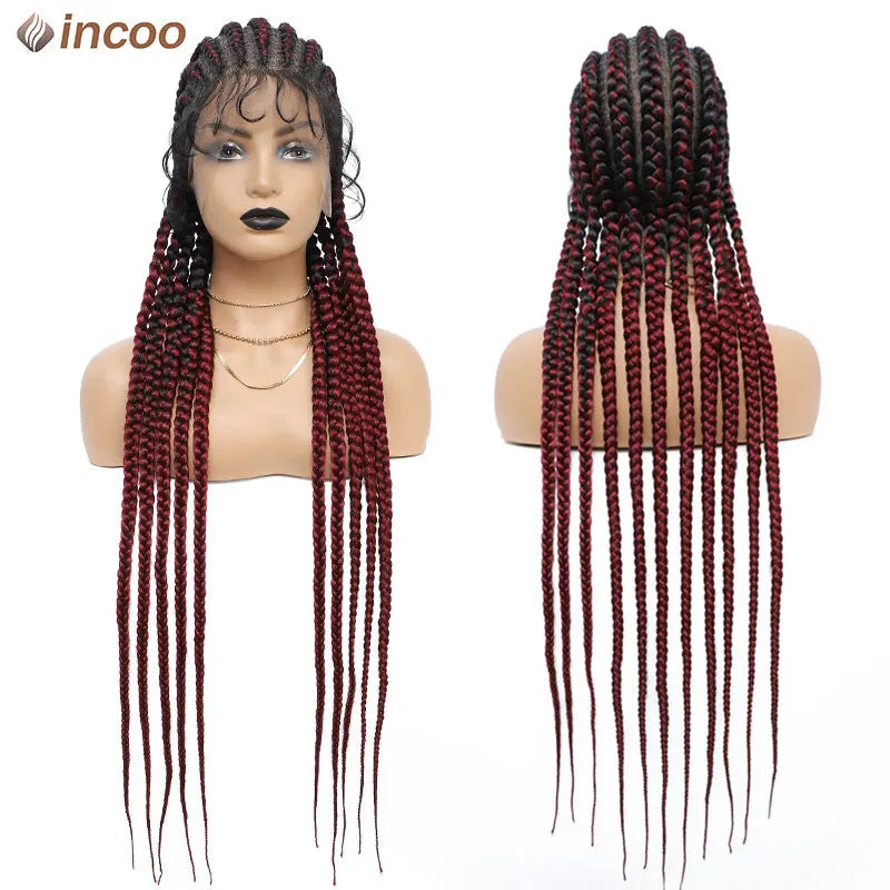 36" Twist Braided Wig | Cornrows & Goddess Braids | Full Lace Frontal | Baby Hair Luxegan