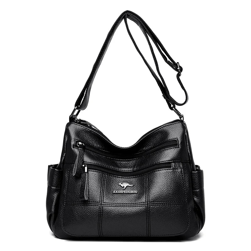 Genuine Sheepskin Leather Designer Handbag | Luxury Waterproof Bucket Bag for Women | Premium Business Messenger & Shoulder Tote with Sequined Accents Luxegan