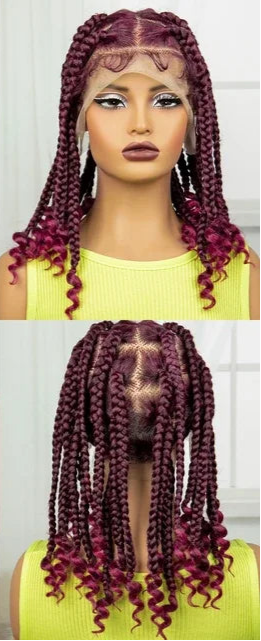 HD Full Lace Knotless Box Braids Wig with Curly Ends | Baby Hair Luxegan