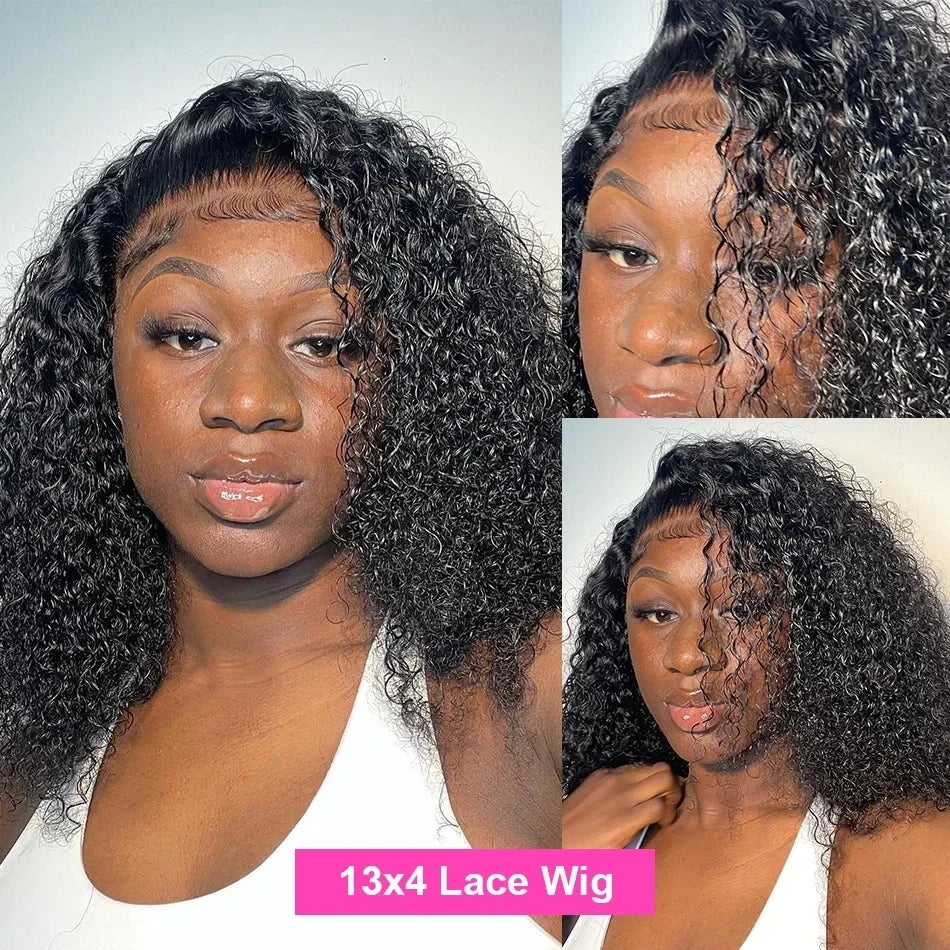 13x4 Deep Wave Bob Wig | Glueless Lace Front | Brazilian Remy Human Hair | Transparent Lace
