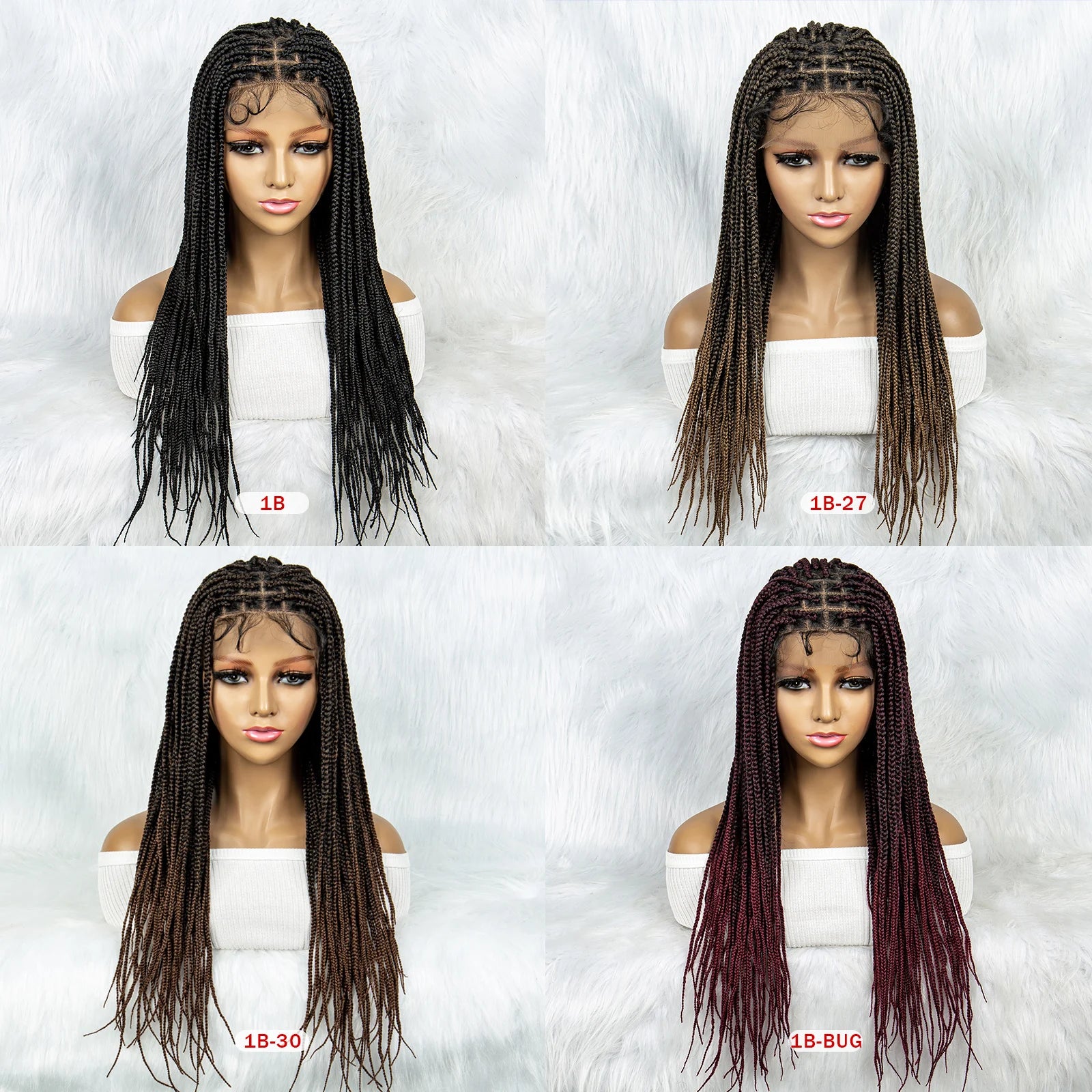 Colorful Knotless Box Braids Wig | Full Lace Front with Baby Hair Luxegan