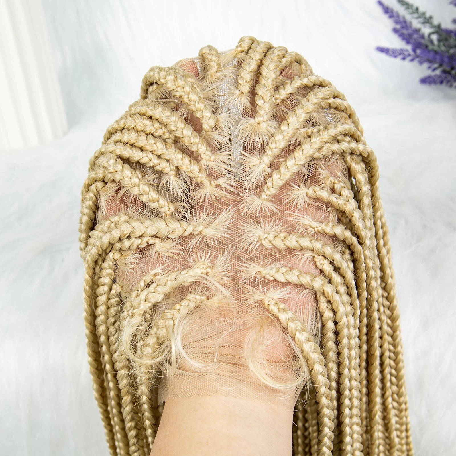 613 Blonde Box Cornrow Braided Wig | HD Full Lace Wig | Knotless Braids | Synthetic Braiding Wig | For Black Women