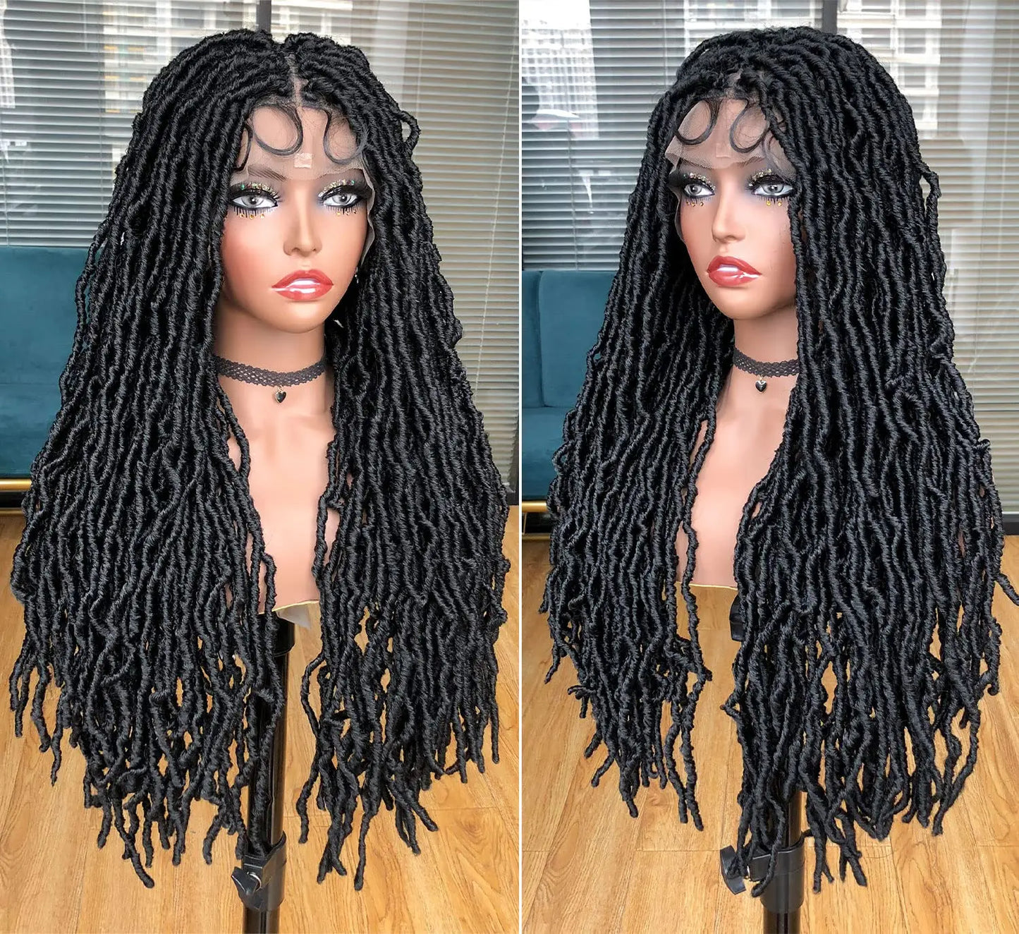 Knotless Butterfly Braided Wig with Baby Hair | Double Lace Front Crochet Faux Locs Wig | Bohemian Style | Synthetic Hair