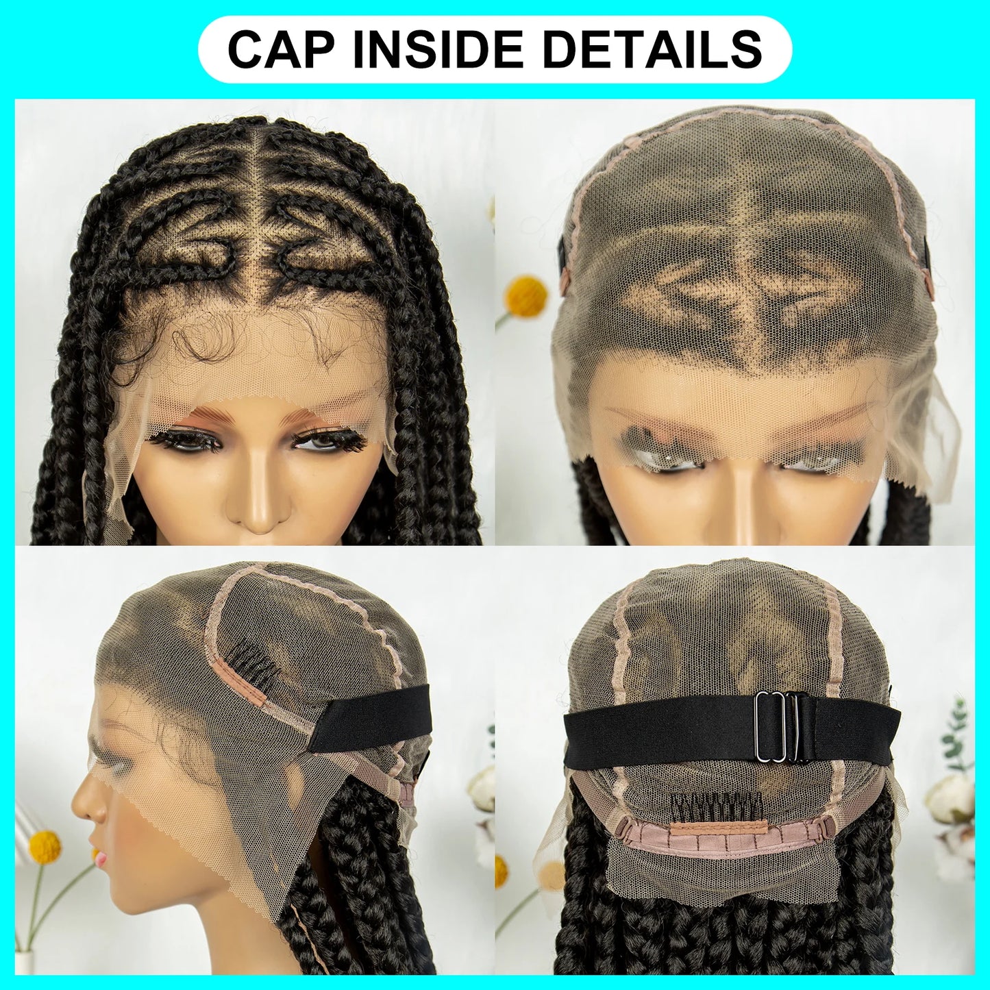 Synthetic Braided Wigs Dreadlocks Full Lace With Crochet Hand Braid Braiding Hair Knotless Box Cornrow Braid For Black Women