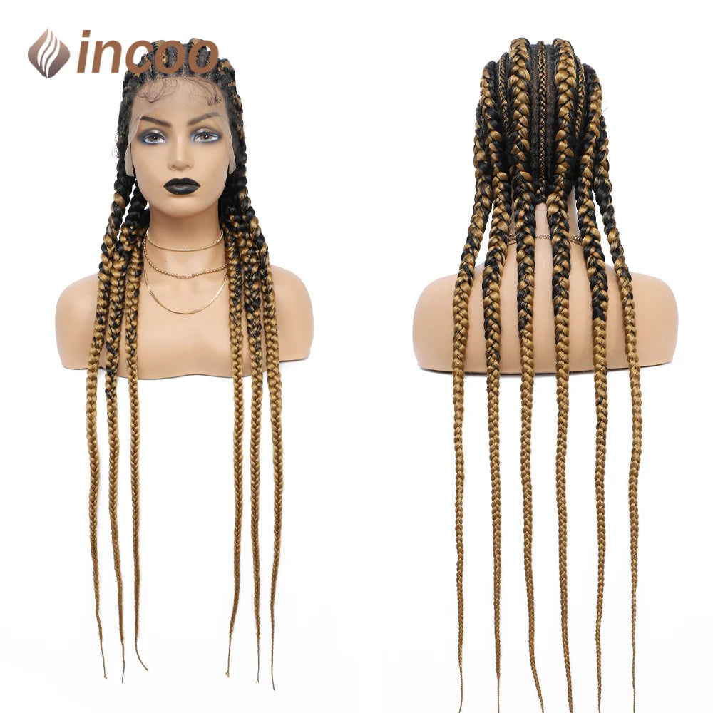 36" Cornrow Braided Wig | Full Lace Frontal | With Baby Hair | For Black Women