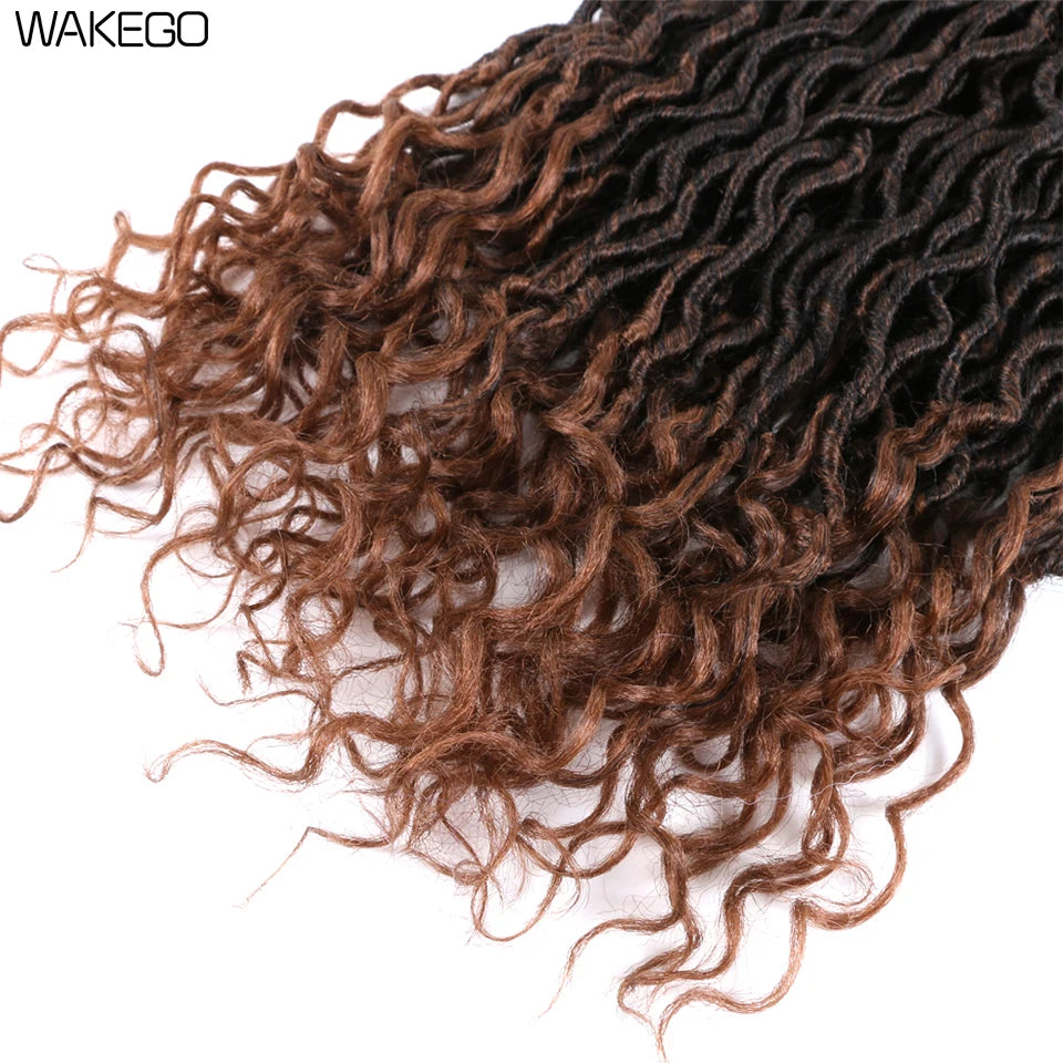 Goddess Faux Locs Crochet Hair | 18" Soft Curly Braids | Ombre Dreadlocks Extensions | 24 Strands/Pack Luxegan