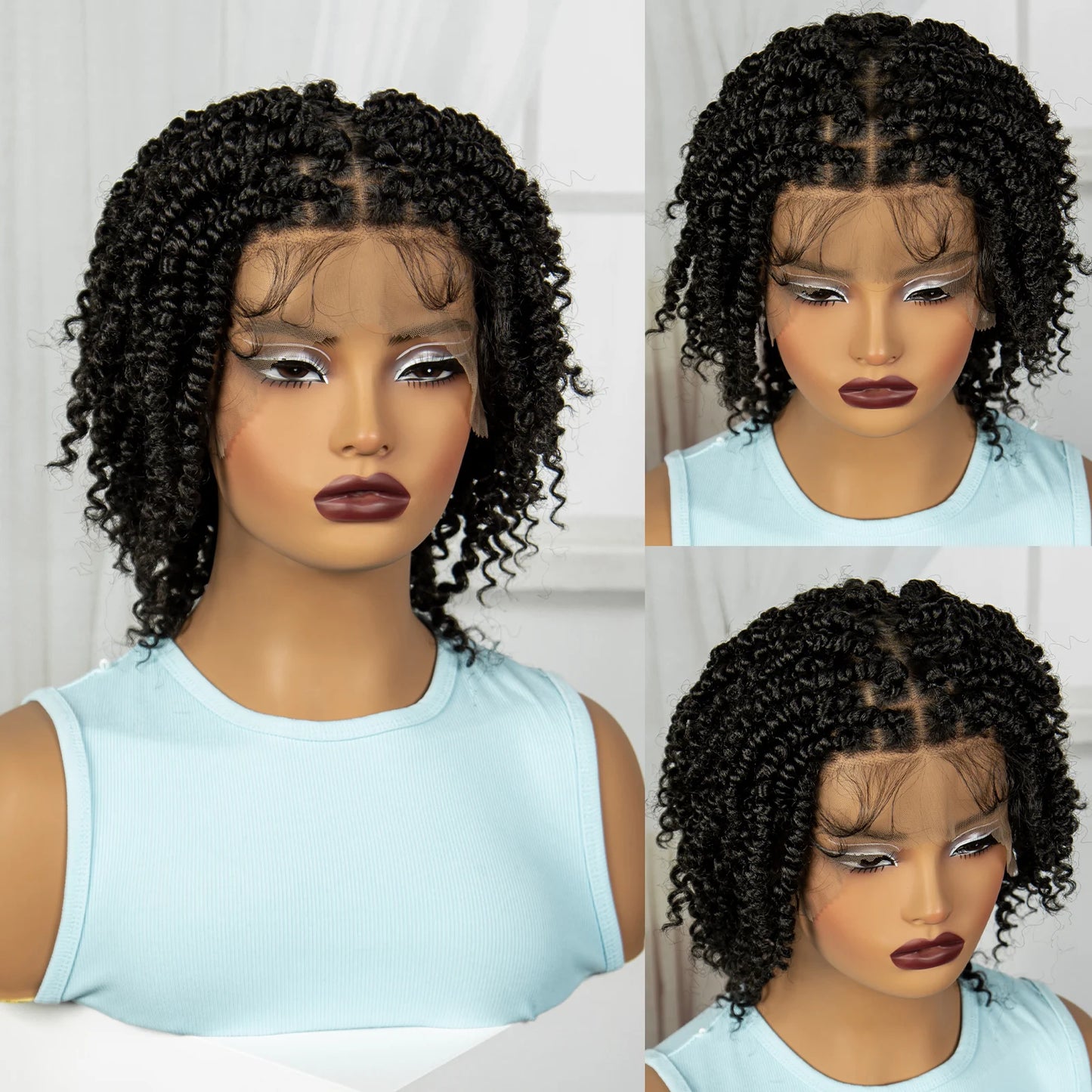 10" Natural Twist Braids Wig | Full Lace | Baby Hair | Short Braided Style Luxegan