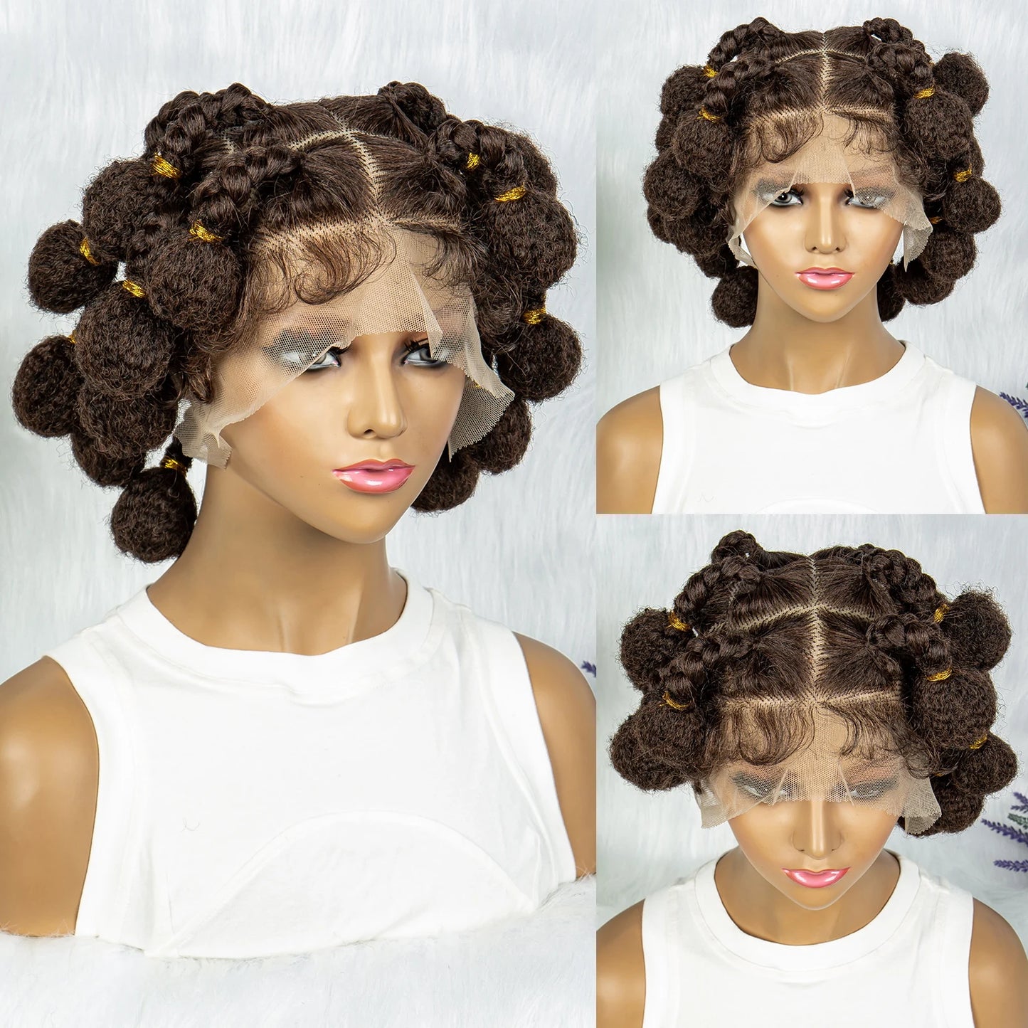 Stunning Burgundy #99J Handmade Bantu Knots Braided Wig - Full Lace, Baby Hair