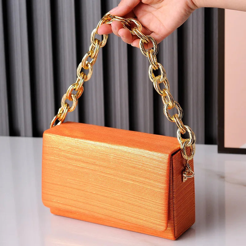 Orange Square Bag | PU Fashion Handbags & Luxury Designer Side Shoulder Bag Luxegan