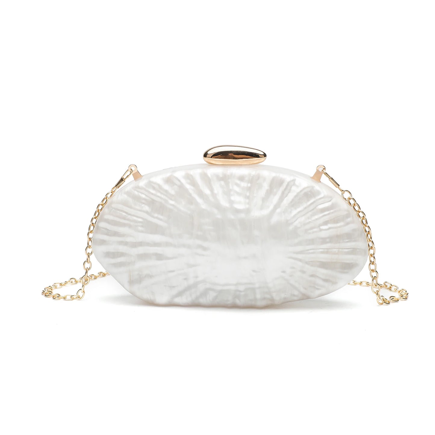 Sparkling Acrylic Shell Clutch | Elegant Rhinestone Evening Bag Luxegan