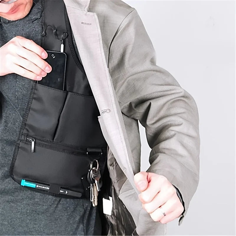 Anti-Pry Organizer Hidden Underarm Bag Inspector Leather Case Tablet Card Holder Wallet Men's Chest Bag Shoulder Bag Luxegan