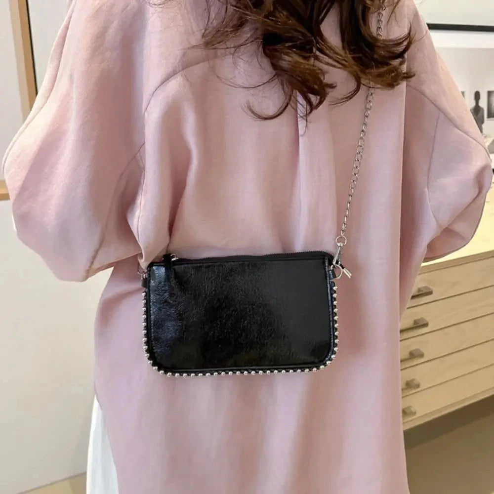 Street PU Leather Underarm Tote Bag | Rivet Korean Style Vintage Shoulder Bag Luxegan