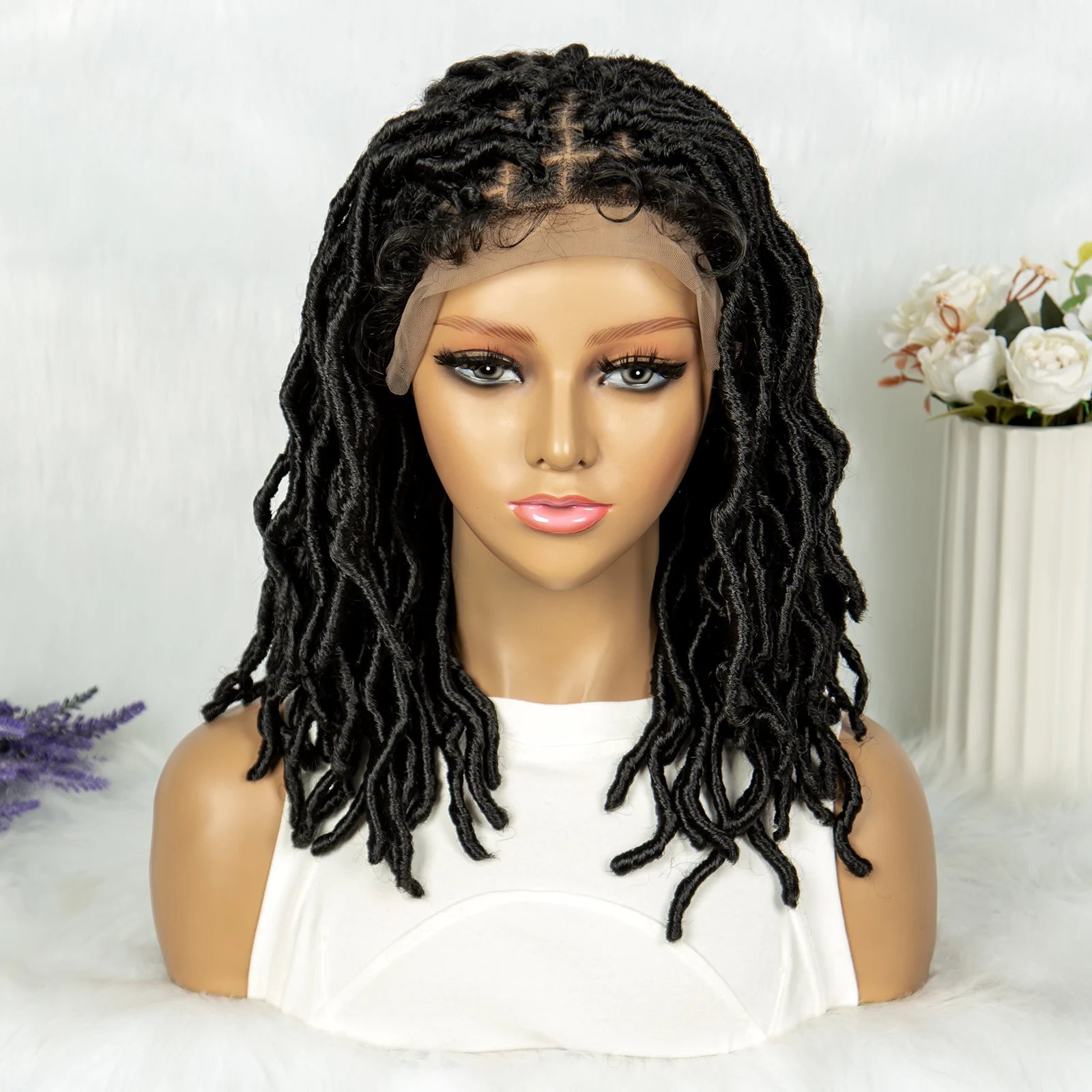 Lightweight Curly End Box Braids Wig | Lace Front Cornrows Luxegan