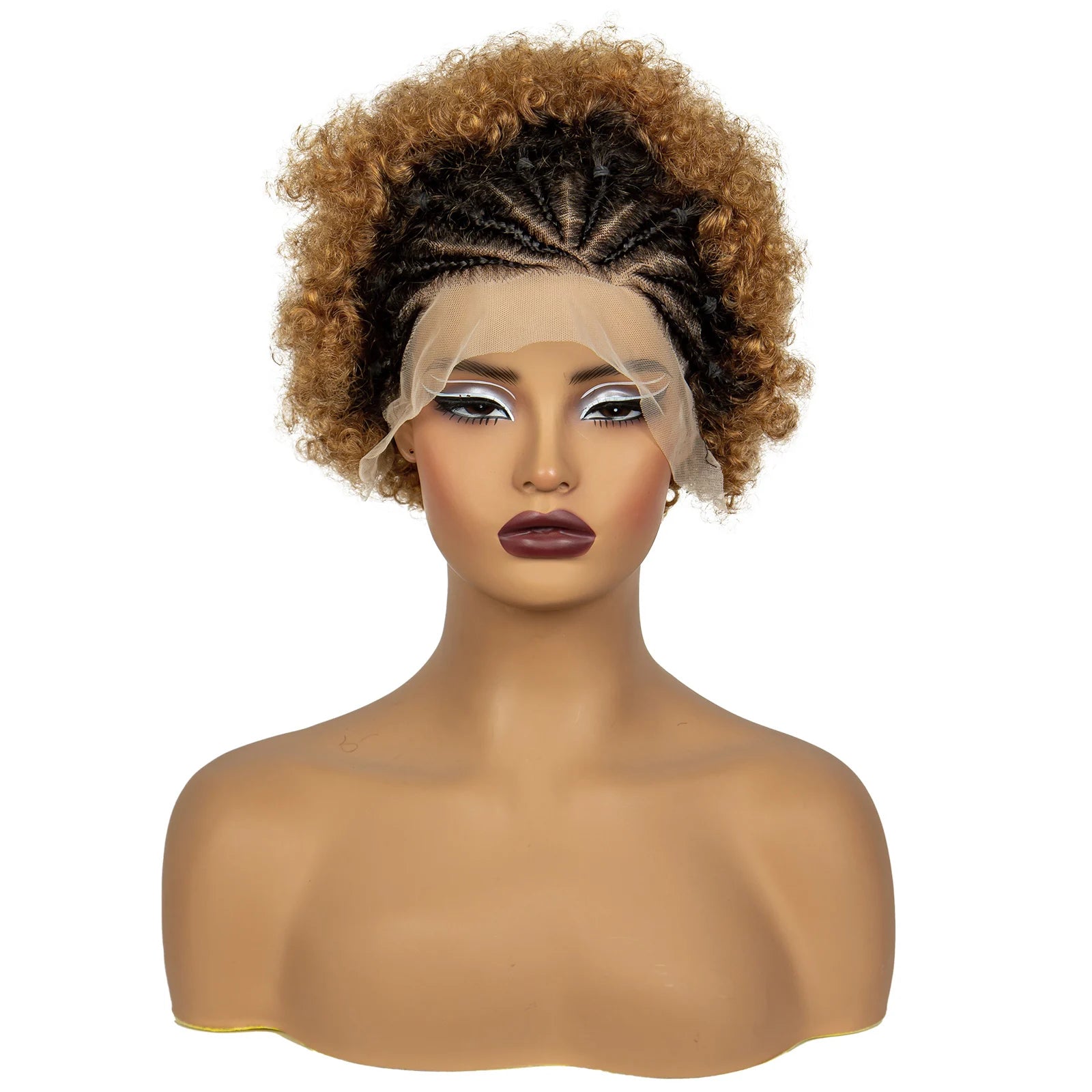350# Ginger Orange Synthetic Knotless Braided Wig | 13x4 Transparent Lace Front Short Afro Kinky Curly Braids Luxegan