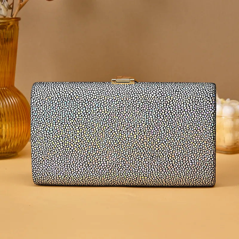 Fashionable Wedding Party Clutch Bag for Women | Elegant Small Square Handbag for Evening Dresses | Sequin-Embellished Formal Purse | Sophisticated England Style Frame Clutch (Model 1504) Luxegan