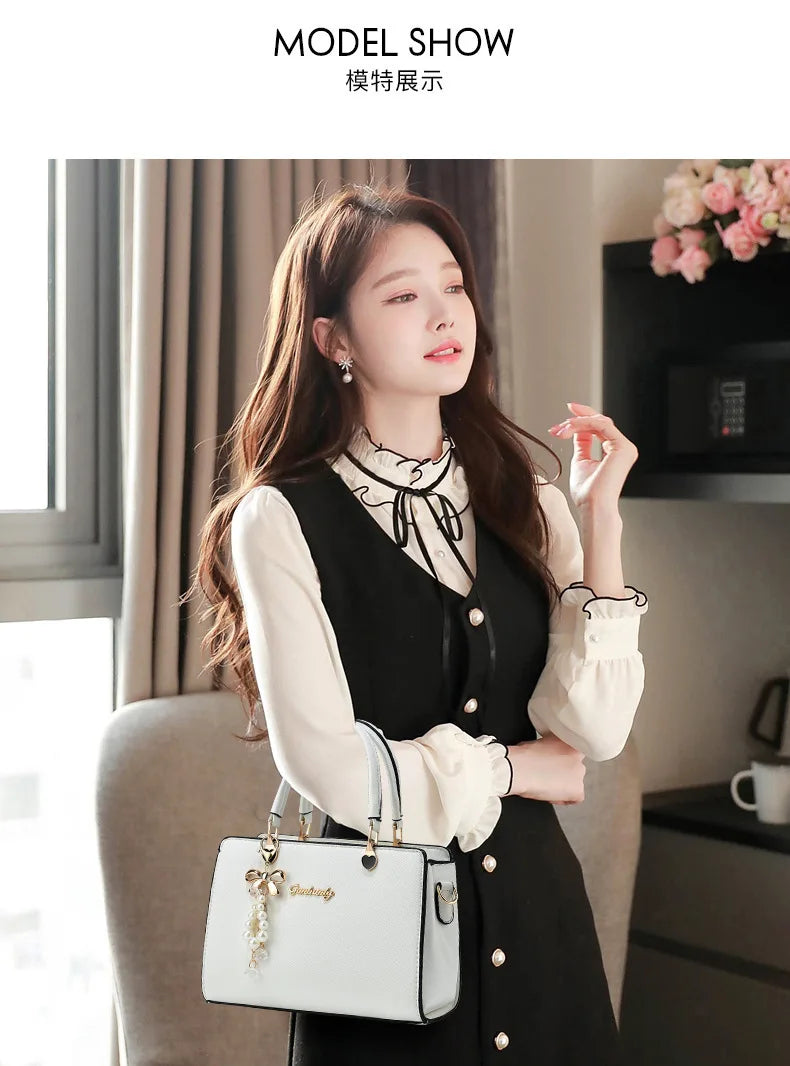 New Women’s Fashion Shoulder Bag | Portable PU Leather Bucket Handbag | Ladies' Messenger Crossbody Bag with Flap Pocket | Soft Square Designer Tote with Multi-Pocket Interior Luxegan