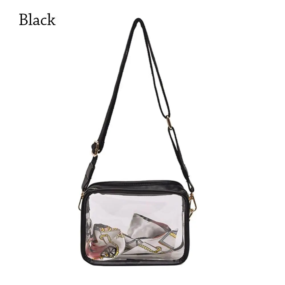 Fashion Transparent PVC Jelly Handbag | Solid Color Shoulder Messenger Crossbody Bag for Women & Girls (Ribbons Excluded) Luxegan