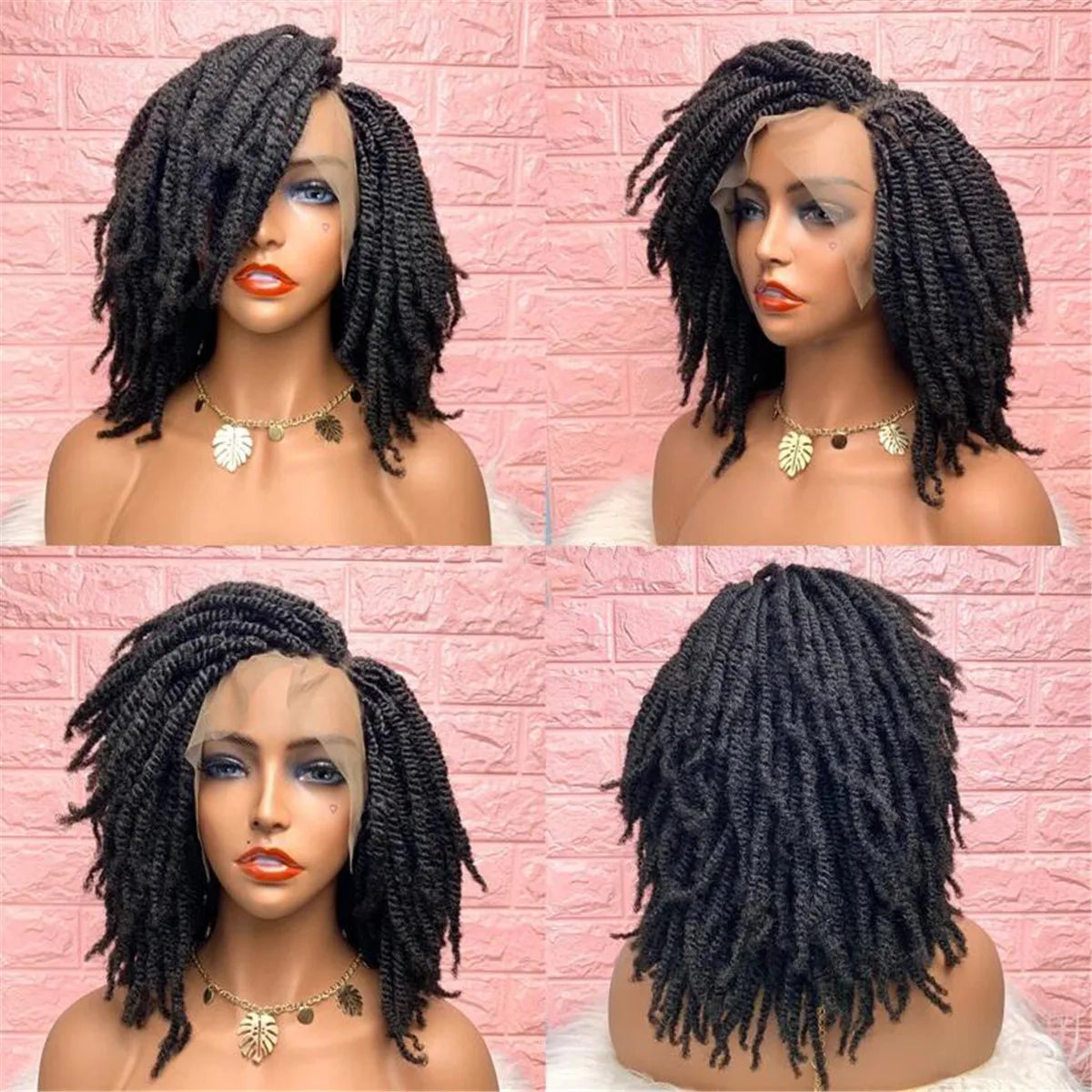 14" Nubian Kinky Twist Braided Wig | Full HD Lace | Afro Twist Wig | 4C Texture | Spring Twist | Cosplay Wig