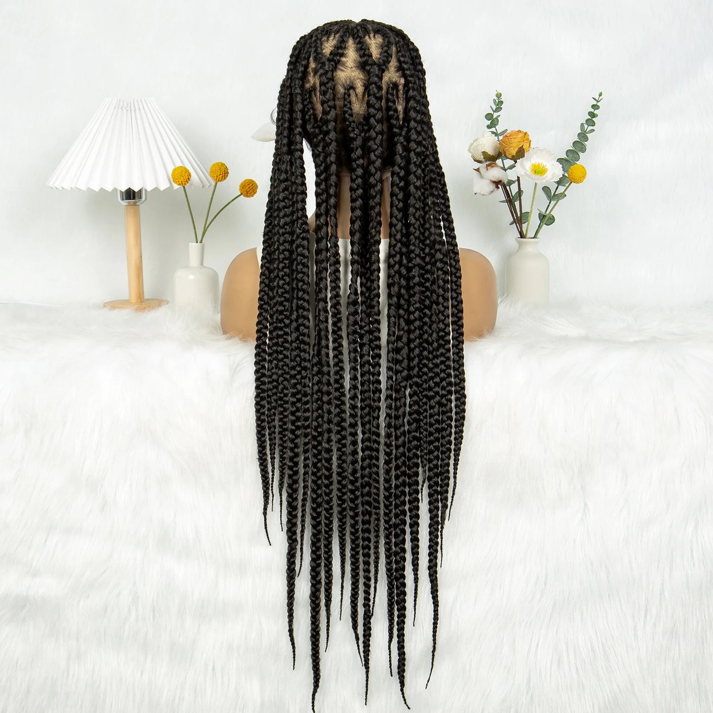 Synthetic Braided Wigs Dreadlocks Full Lace With Crochet Hand Braid Braiding Hair Knotless Box Cornrow Braid For Black Women