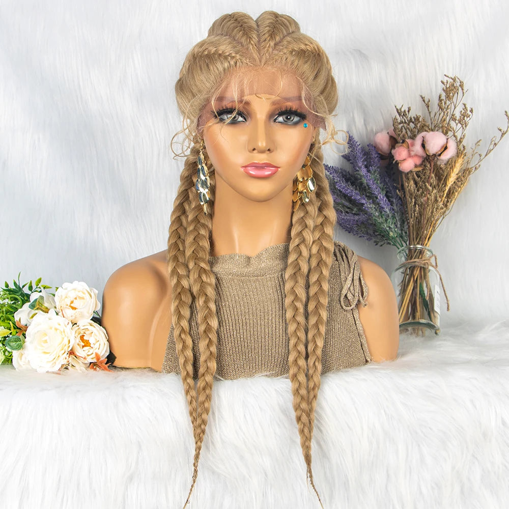 26" Blonde Ombre Twist Braids Wig | Lace Front Clearance Sale Luxegan