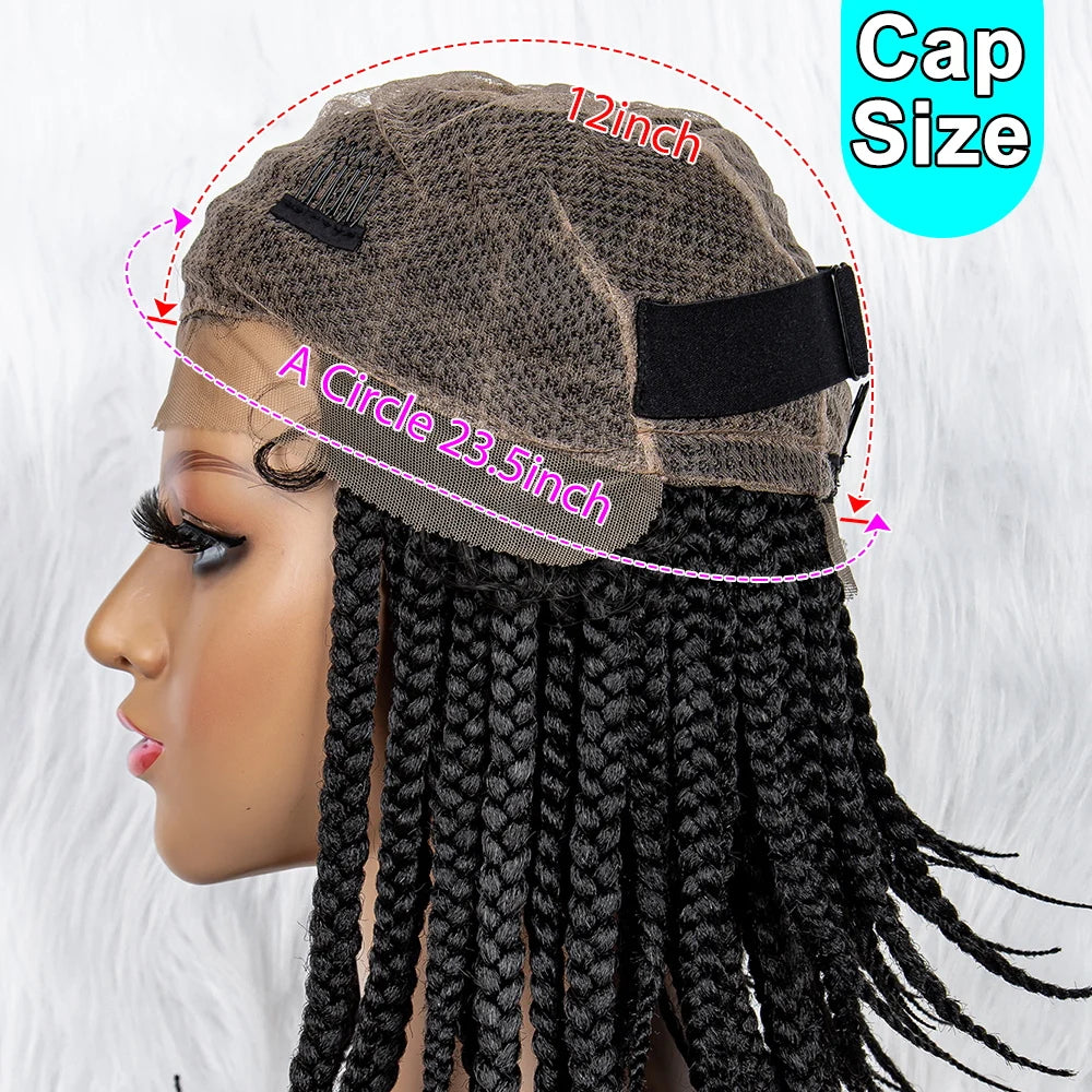 Pelucas trenzadas Bob para mujeres negras Peluca de encaje completo con trenzas estilo cornrow Peluca sintética de encaje frontal con trenzas de caja sin nudos con cabello de bebé