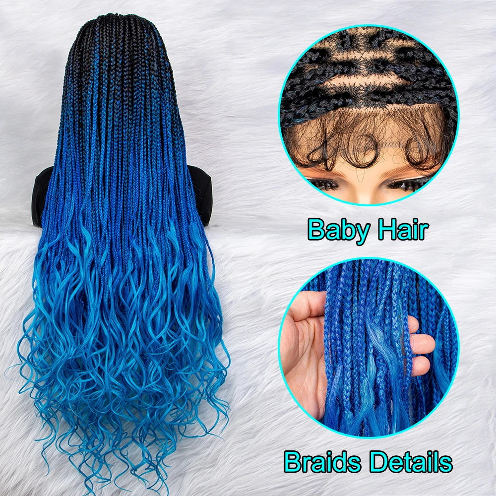 Lightweight Curly End Box Braids Wig | Lace Front Cornrows Luxegan