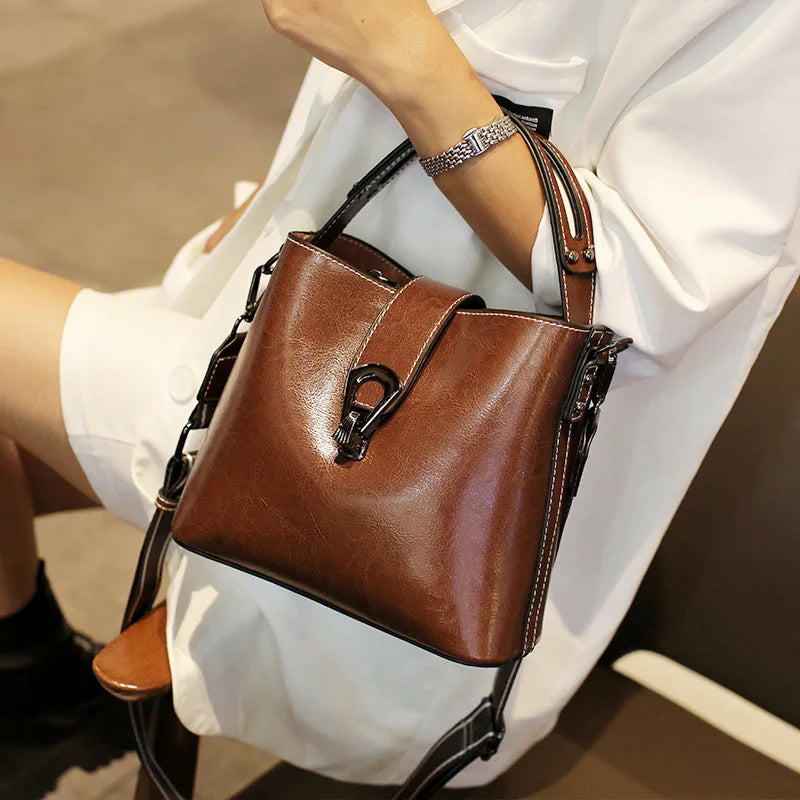 100% Genuine Leather Women's Handbag | Crossbody Bag, Ladies' Retro Shoulder Bag, Commuter & Shopping Bag