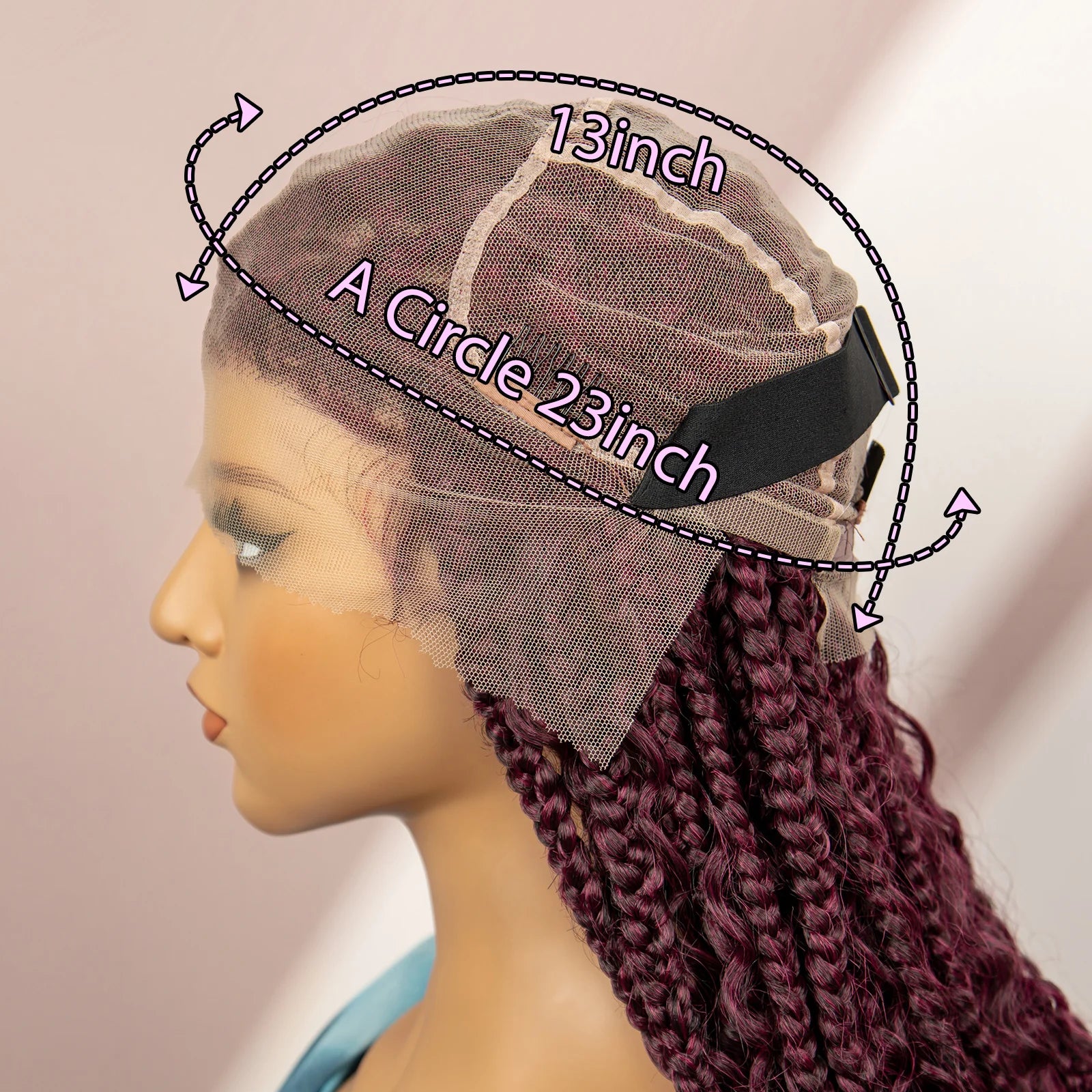 Boho Braids Full Lace Wig | Brown Box Braided Wig with Baby Hair | Kanekalon Synthetic Braiding Hair Wig