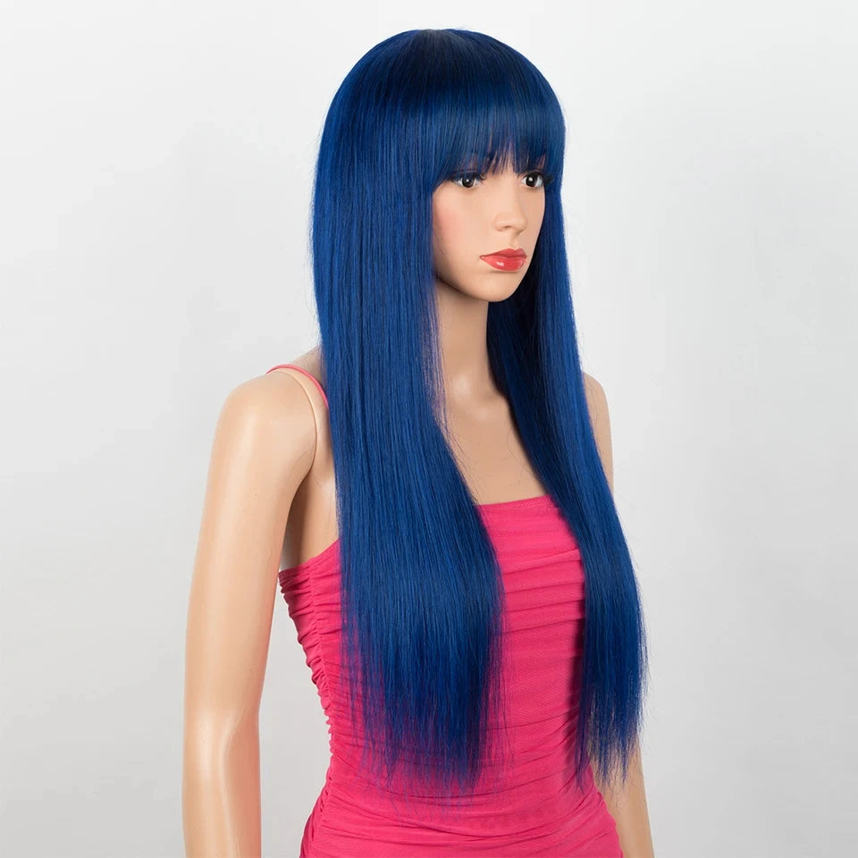 Burgundy Straight Wig with Bangs | "Put On & Go" Glueless Human Hair Luxegan