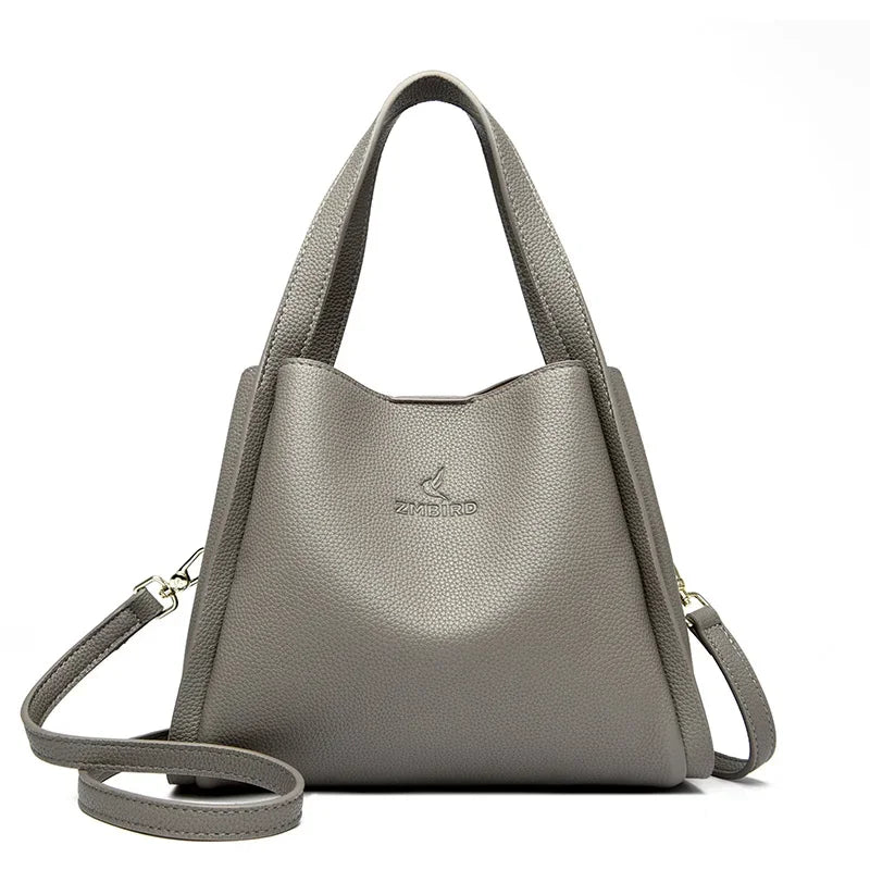 Genuine Brand Soft Leather Top-Handle Bag | Sophisticated Female Handbags & Shoulder Crossbody | Elegant 3-Layer Messenger Bag | Luxury "Dignified" High-Quality PU Leather Purse with Multi-Compartment Utility Luxegan