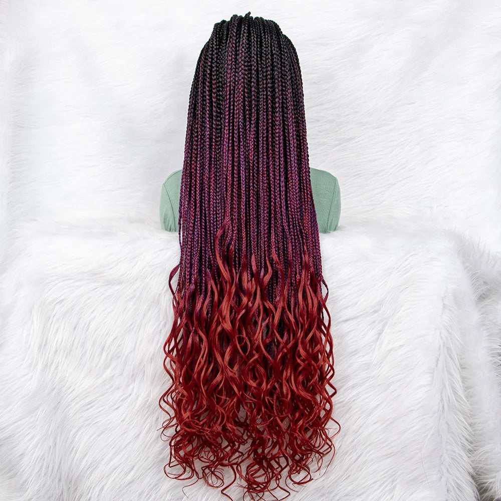 Gradient Water Wave Knotless Box Braids Wig | 9x6 Lace Front | Baby Hair Luxegan