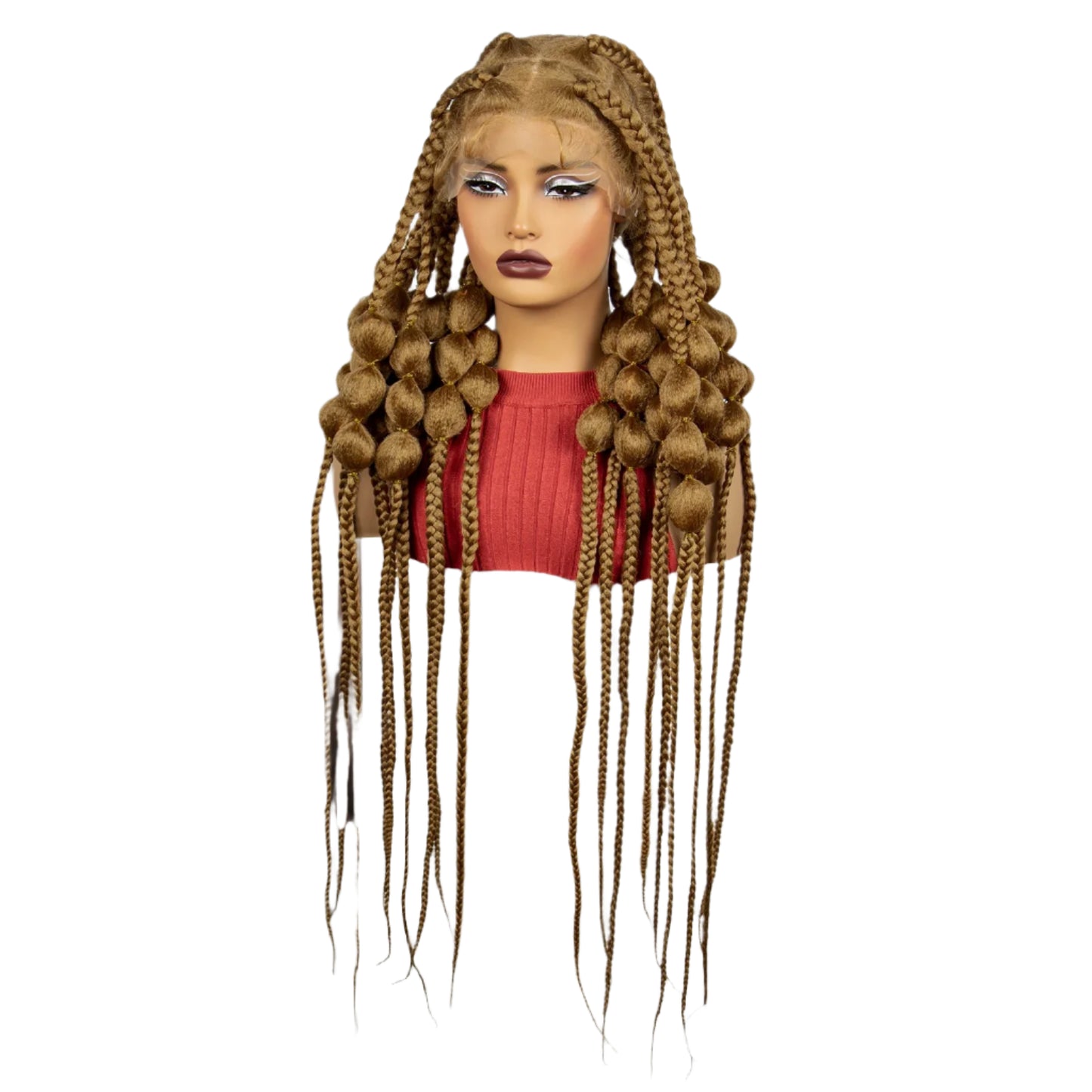 40" Ombre Knotless Bantu Braids Wig | Handmade Full Lace | Baby Hair Luxegan