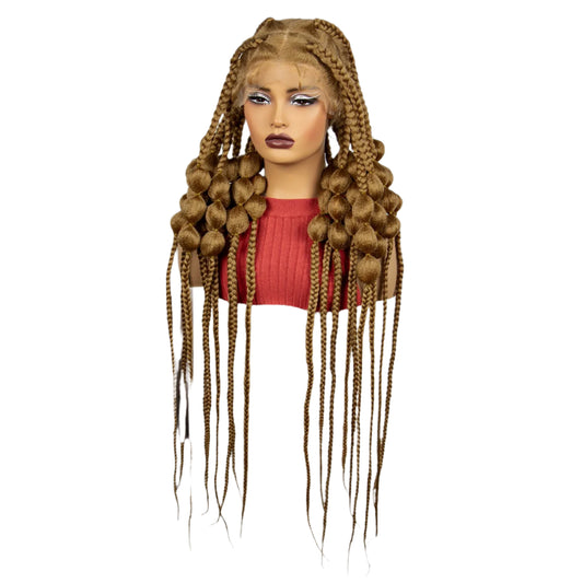 40" Ombre Knotless Bantu Braids Wig | Handmade Full Lace | Baby Hair Luxegan