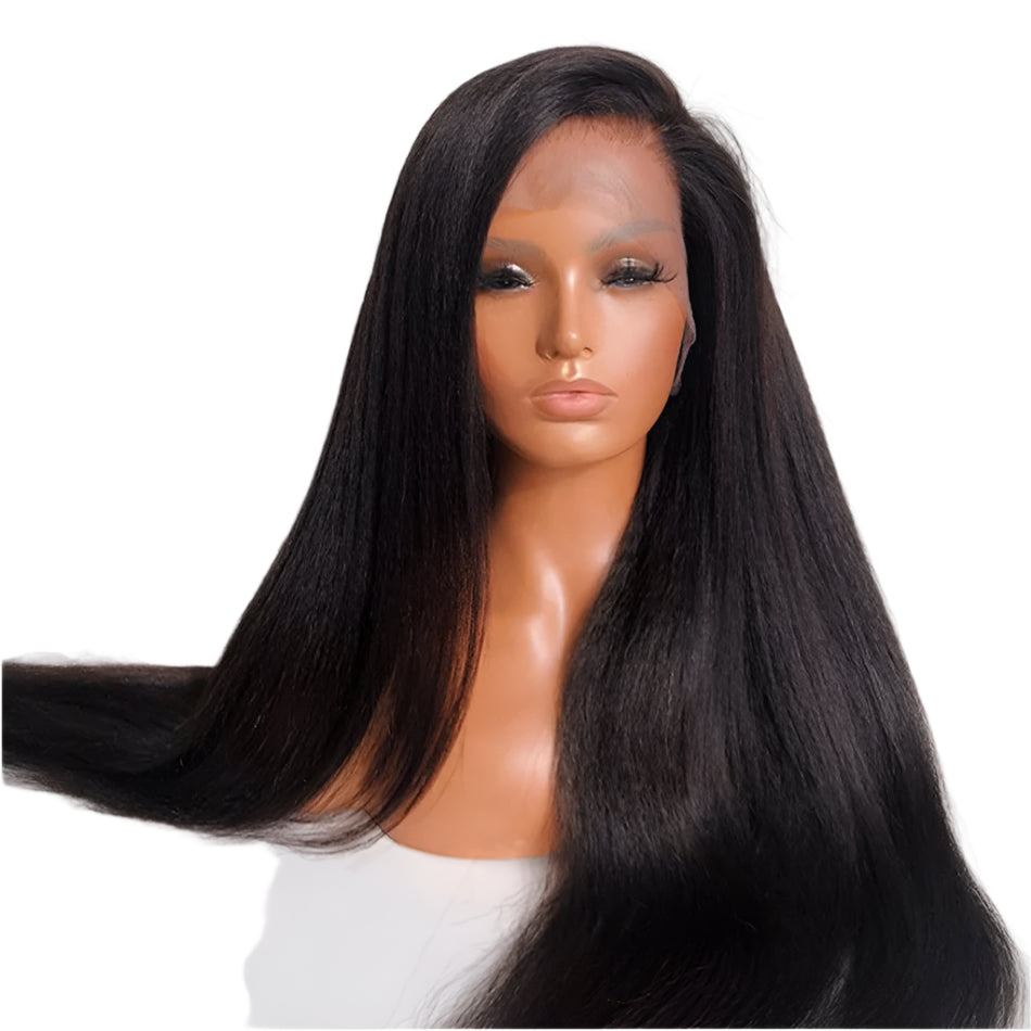 250% Density Light Yaki Straight 13x6 HD Lace Frontal Human Hair Wig Luxegan