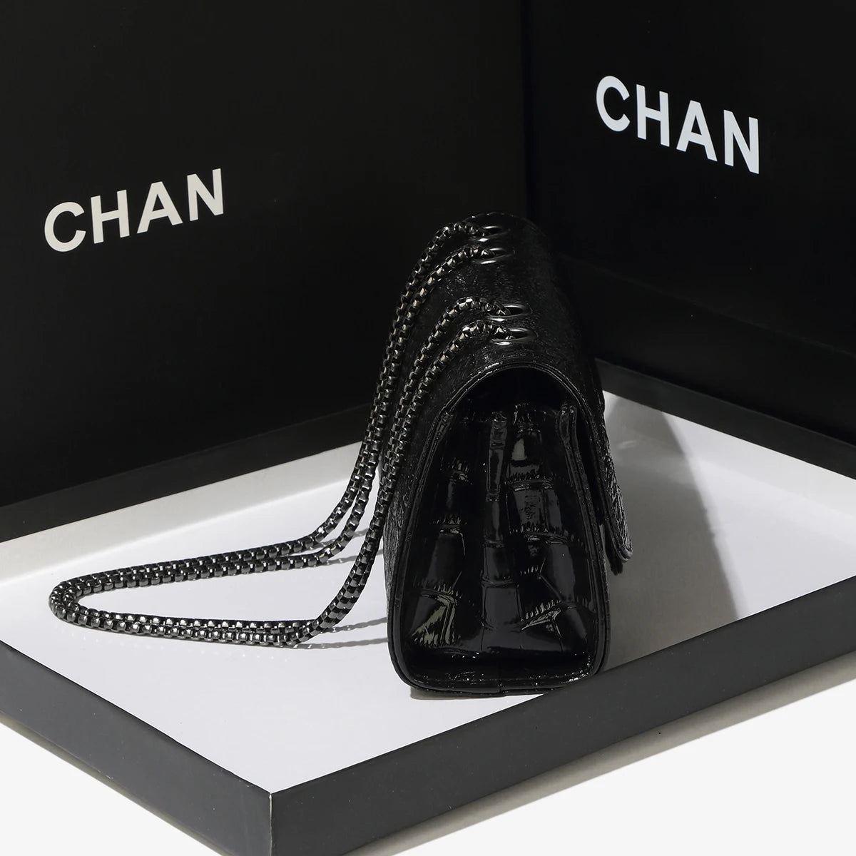 Simple Mini Crocodile Pattern Small Square Bag | Summer New Style Trendy Versatile Chain Luxegan