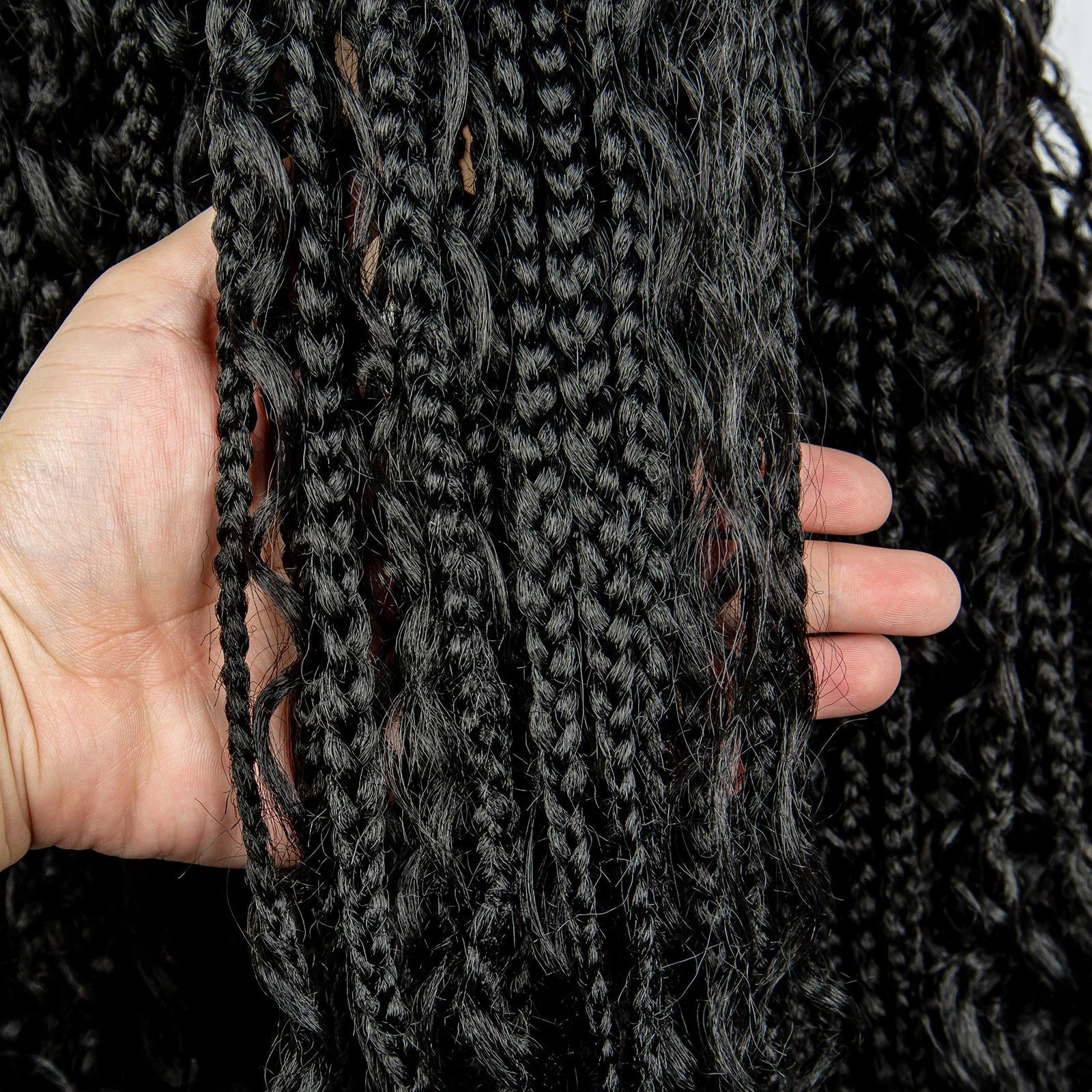 32" Natural Boho Knotless Braids Wig | HD Lace Front | Baby Hair | Synthetic Luxegan