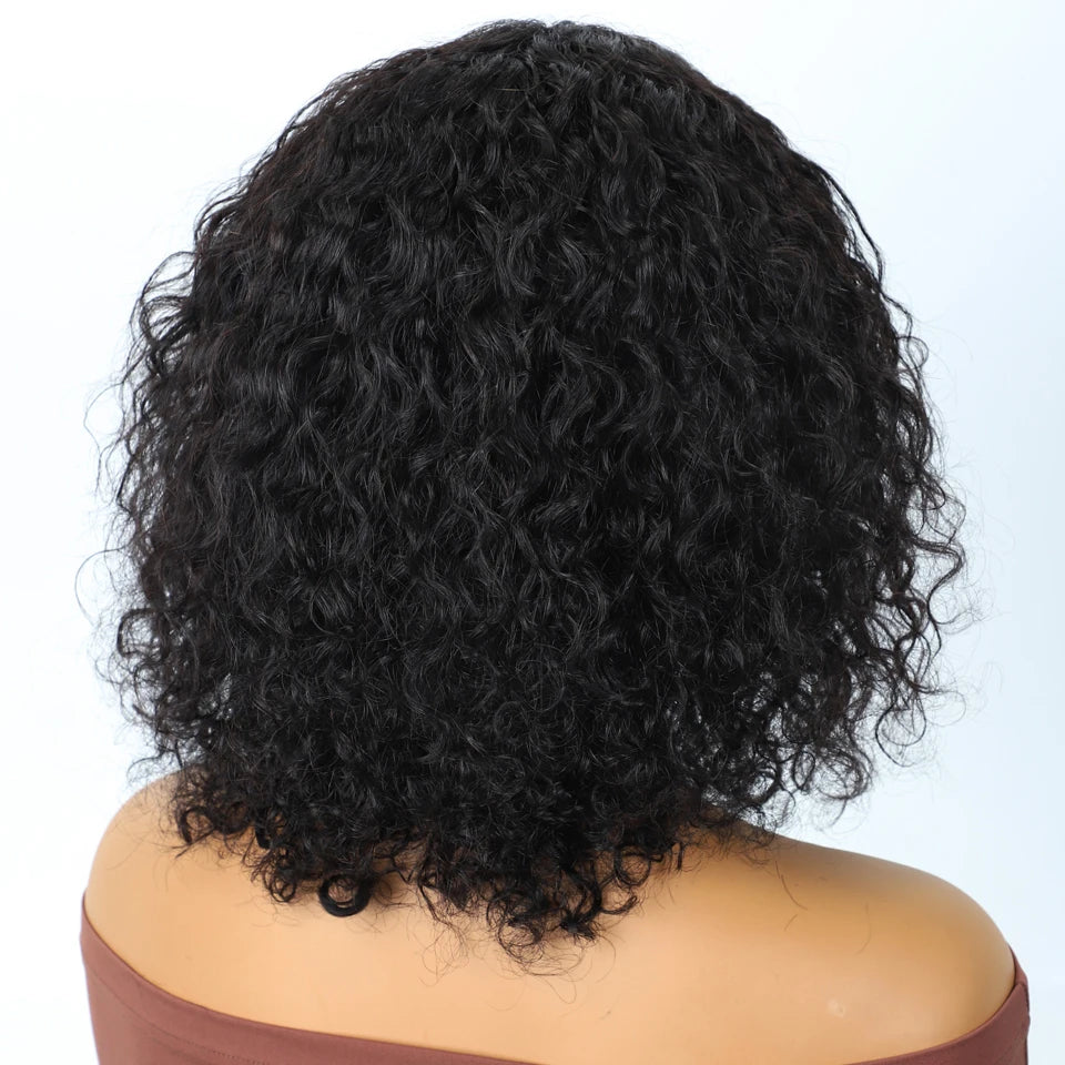 Rebecca Short Curly Bob Wig | Glueless 100% Brazilian Remy Human Hair with Middle Part Luxegan