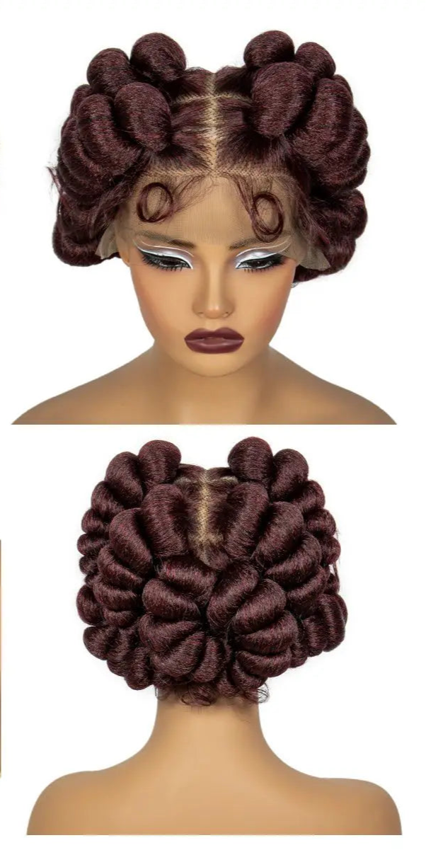 613 Blonde Short Bantu Knotless Braids Wig | Handmade Full Lace | Baby Hair Luxegan