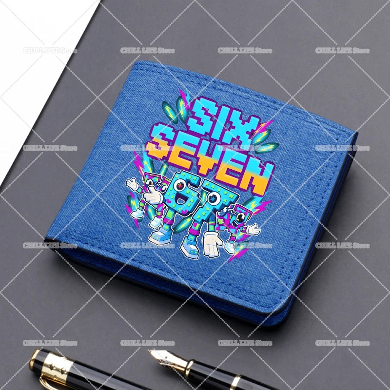 Anime "Six Seven" Brainrot Canvas Wallet | Sophisticated "Multi-Card Slot" Silhouette | High-End Boys Folding Billfold & Card Holder | "Dignified" High-Performance Short Coin Purse for Radiant Versatile Styling Luxegan