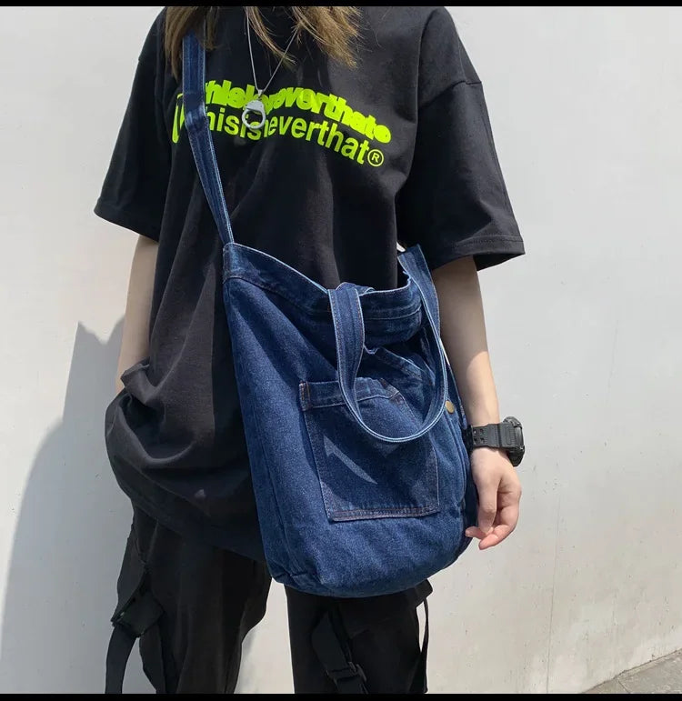 Casual Denim Tote Crossbody Bags for Women | Designer Jeans Shoulder Bag | Large Capacity Street Trend Luxury Handbag Luxegan