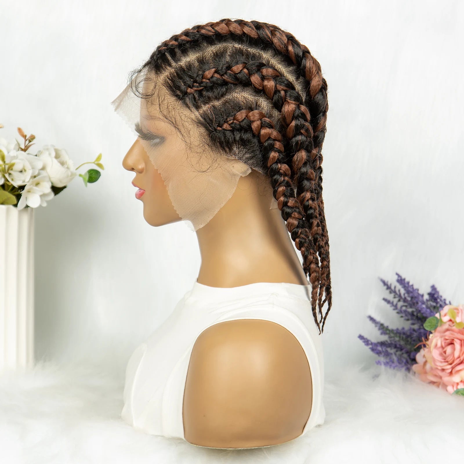 Full Lace Knotless Box Braids Wig | Cornrow Accent Luxegan