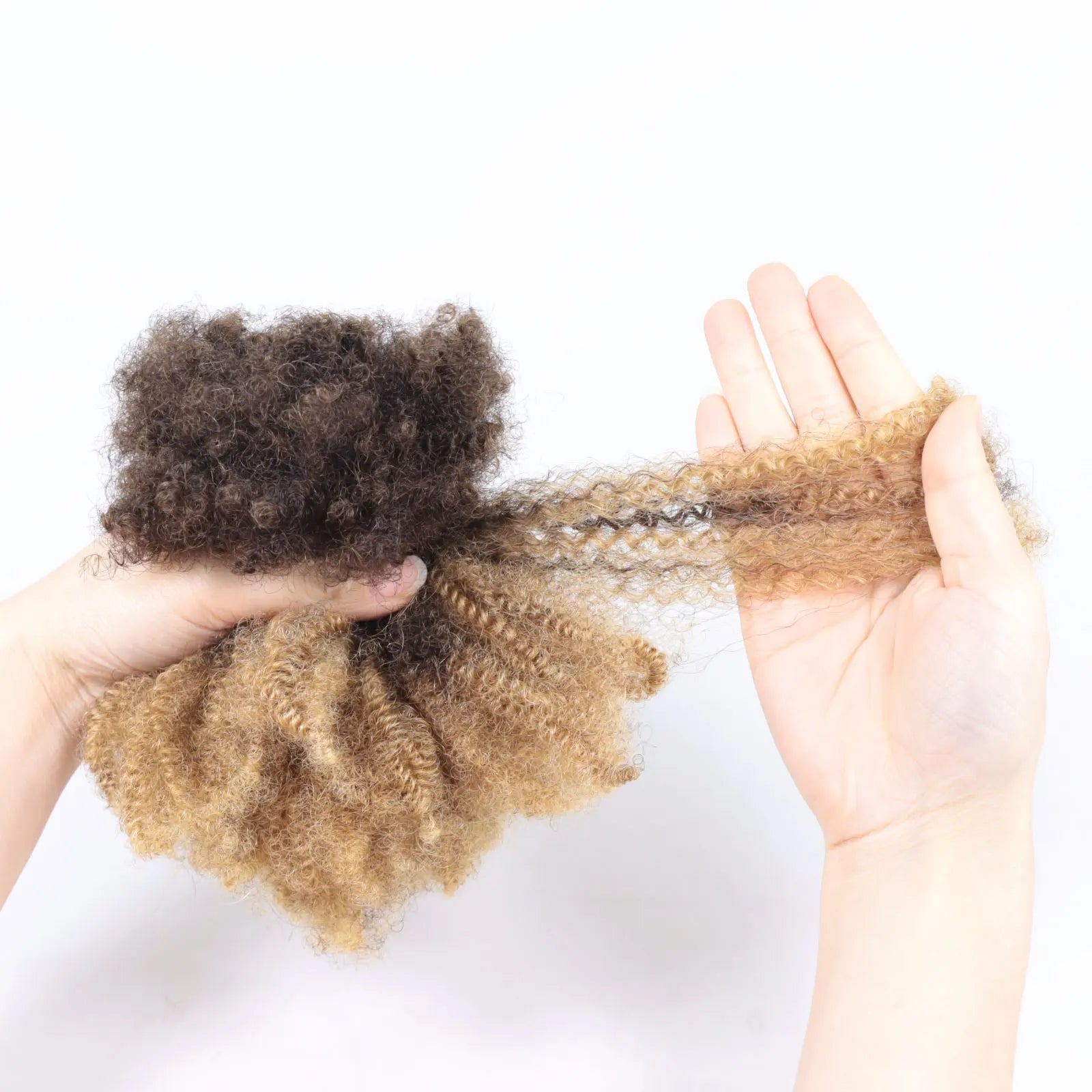 #30-#1-#30 Ombre Brown Afro Kinky Curly Bulk Human Hair | 50g Brazilian Crochet Braiding Hair Extensions (No Weft) Luxegan