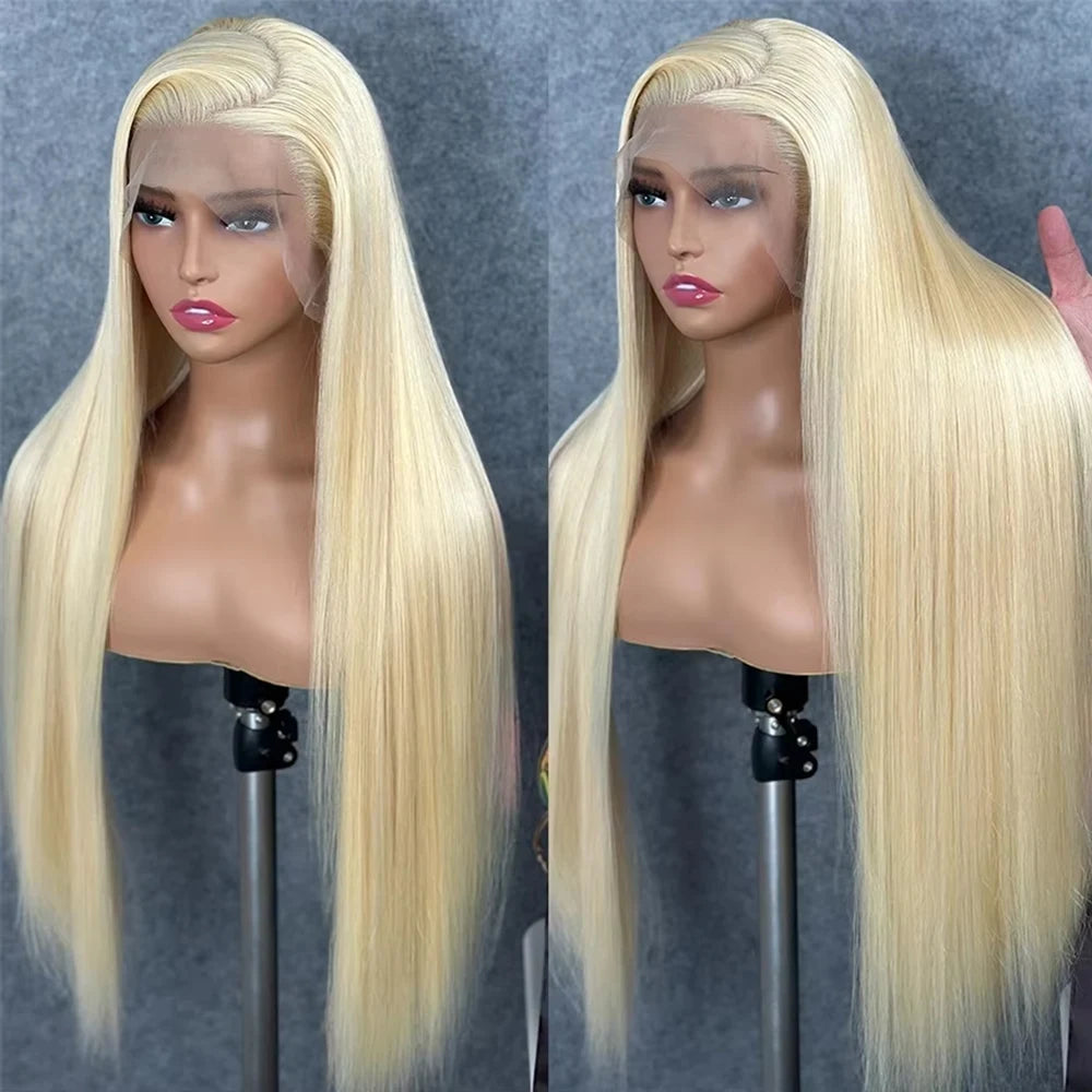 HD Transparent 613 Blonde Lace Front Wig | Bone Straight Brazilian Remy Hair | 200% Density